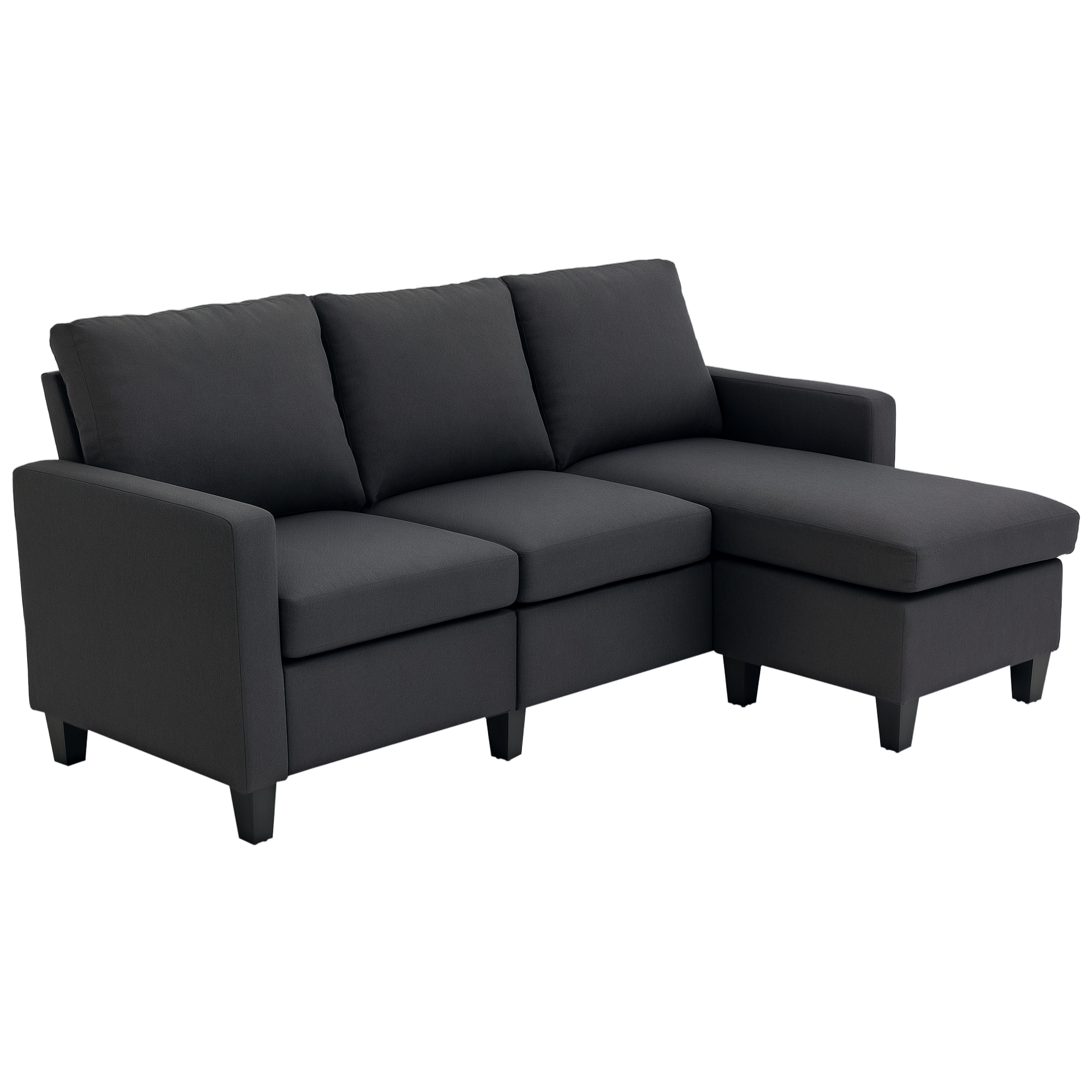 HOMCOM Ecksofa Stoffsofa L-Form mit wendbarer Chaiselongue, Couchgarnitur Leinen Dunkelgrau 197x139x91cm für Wohnzimmer   Aosom.de
