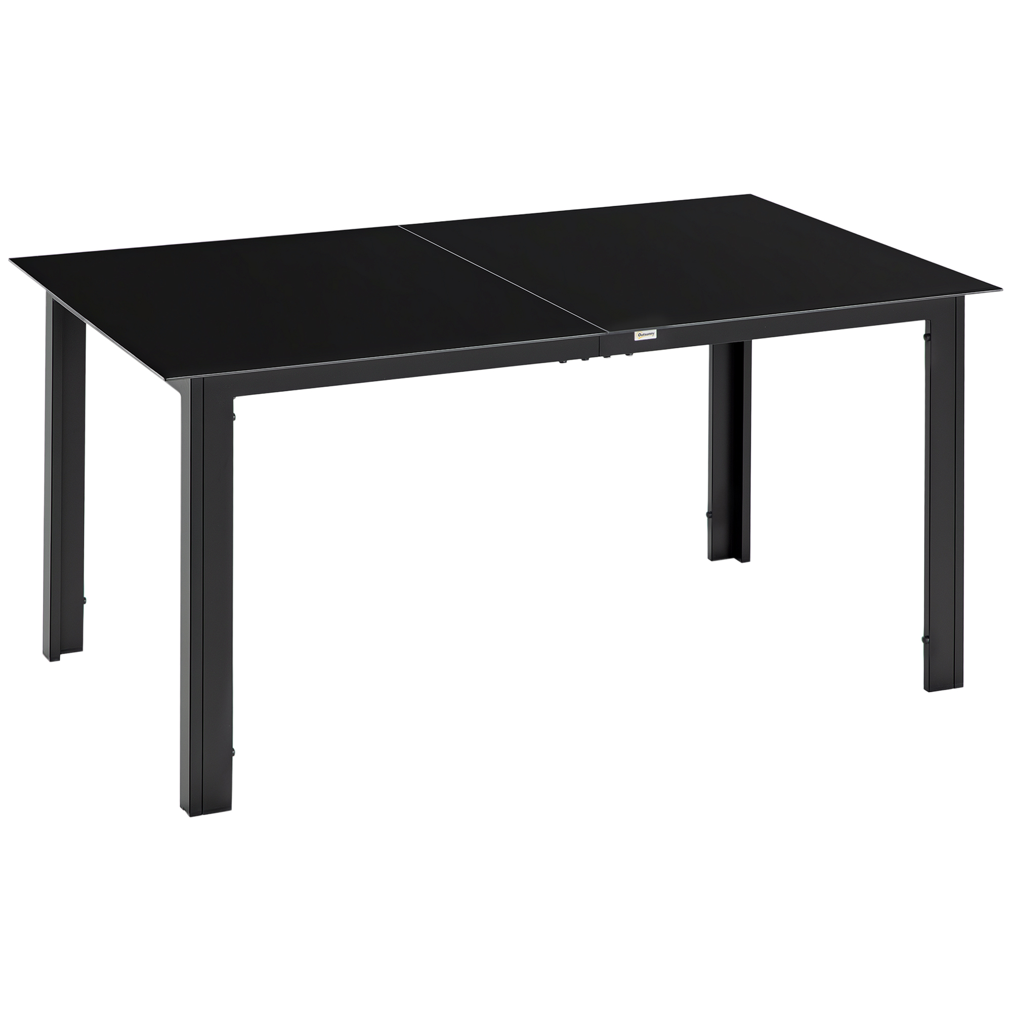 Outsunny Gartentisch für 6 Personen, Esstisch mit Glastischplatte, 150 x 90 x 74 cm, schwarzer Terrassentisch für Garten & Balkon   Aosom.de