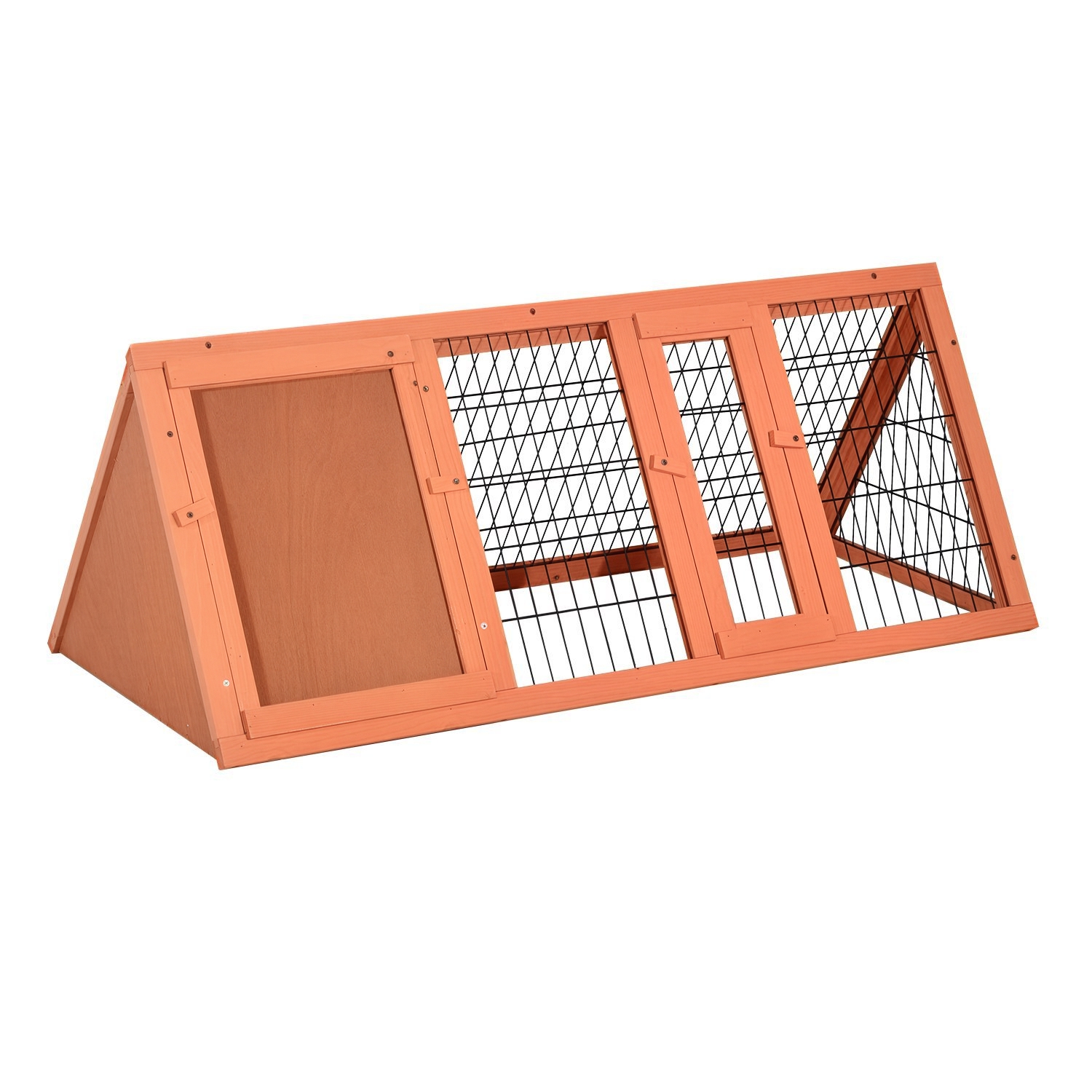 PawHut Kleintierstall Meerschweinchenstall 118x50x45 cm 3-eckig mit Freigehege Auslauf Orange für glückliche Haustiere   Aosom.de