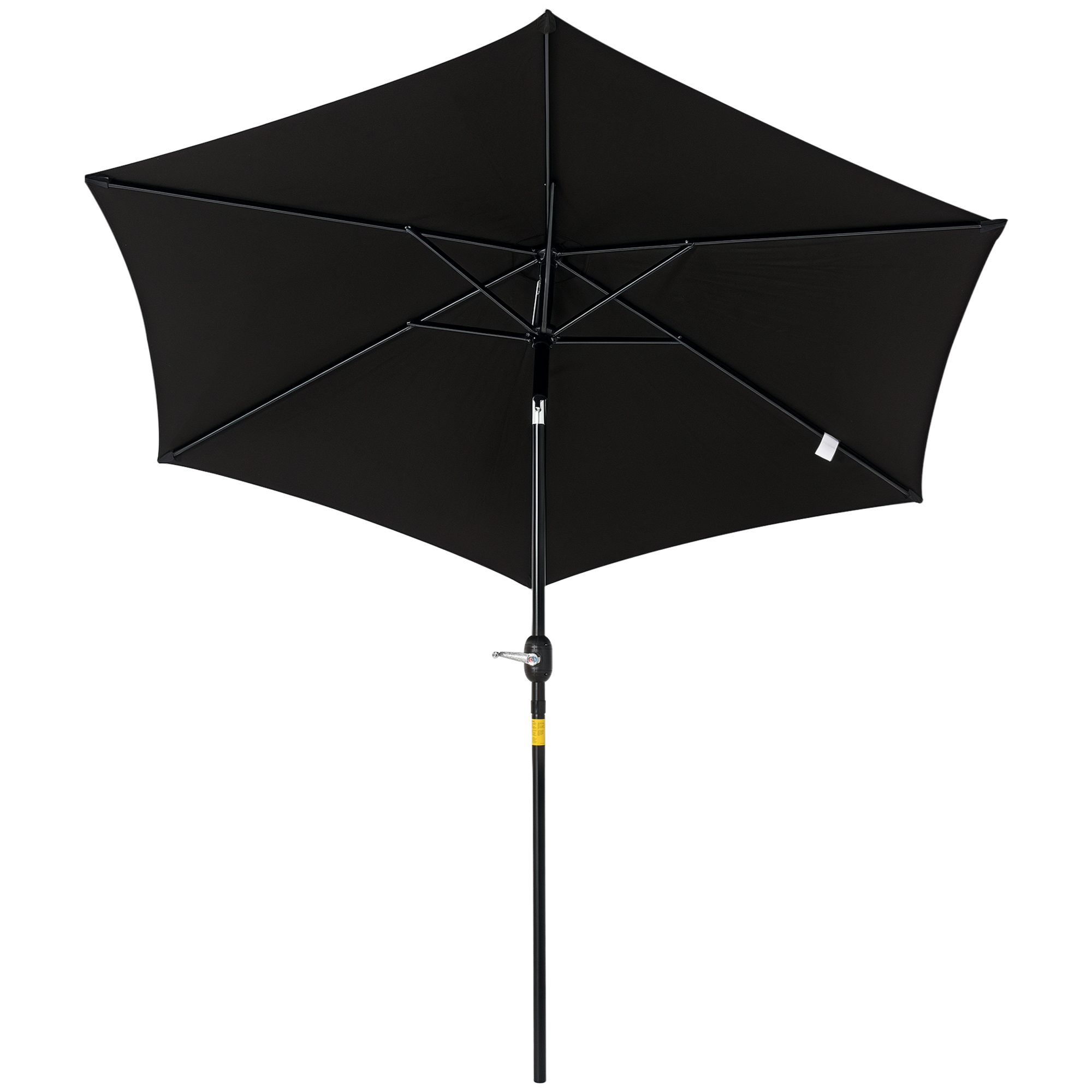 Outsunny Knickschirm Sonnenschirm Gartenschirm Marktschirm mit Handkurbel Alu 180/㎡ Polyester Schwarz ∅2,7 x 2,35 m Aosom