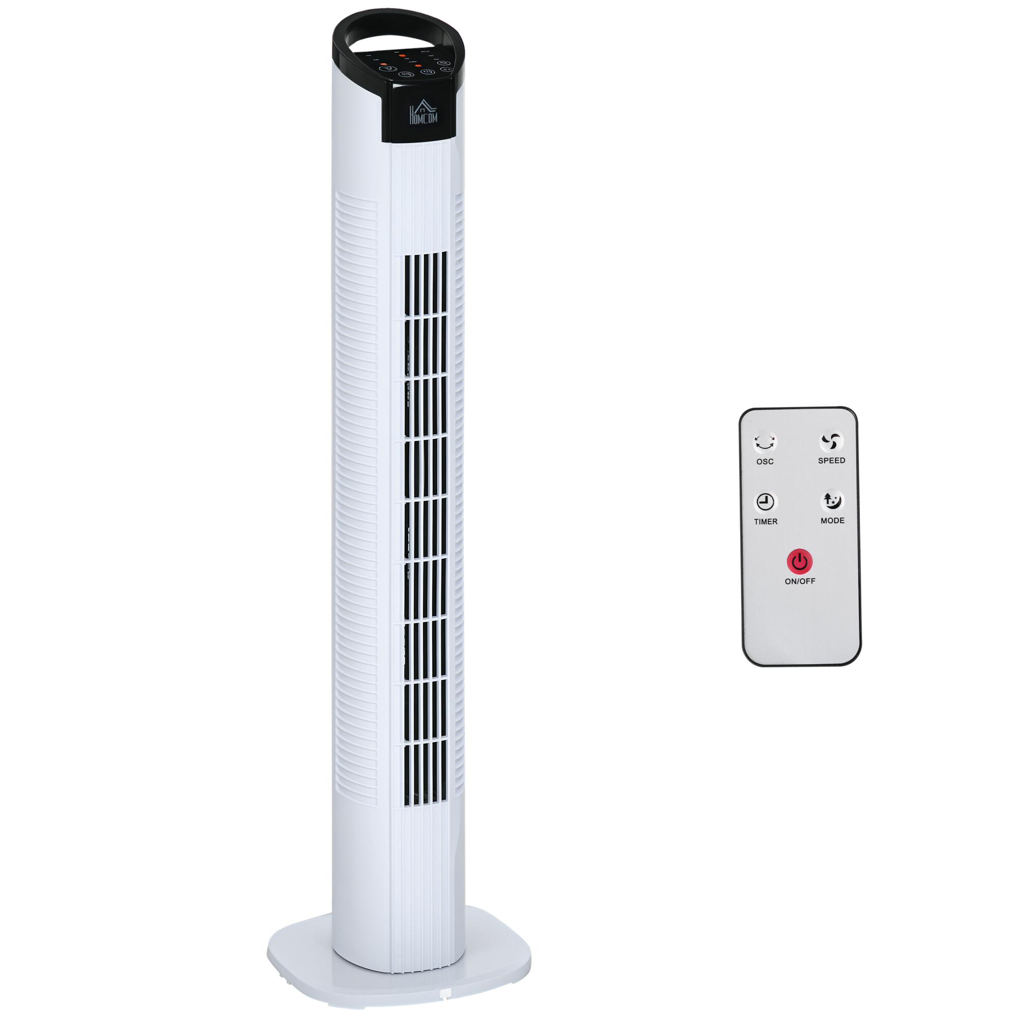 HOMCOM Turmventilator 50W mit Fernsteuerung, 3 Modi, 70° oszillierend, Standventilator in Schwarz und Weiß für erfrischende Luft   Aosom.de