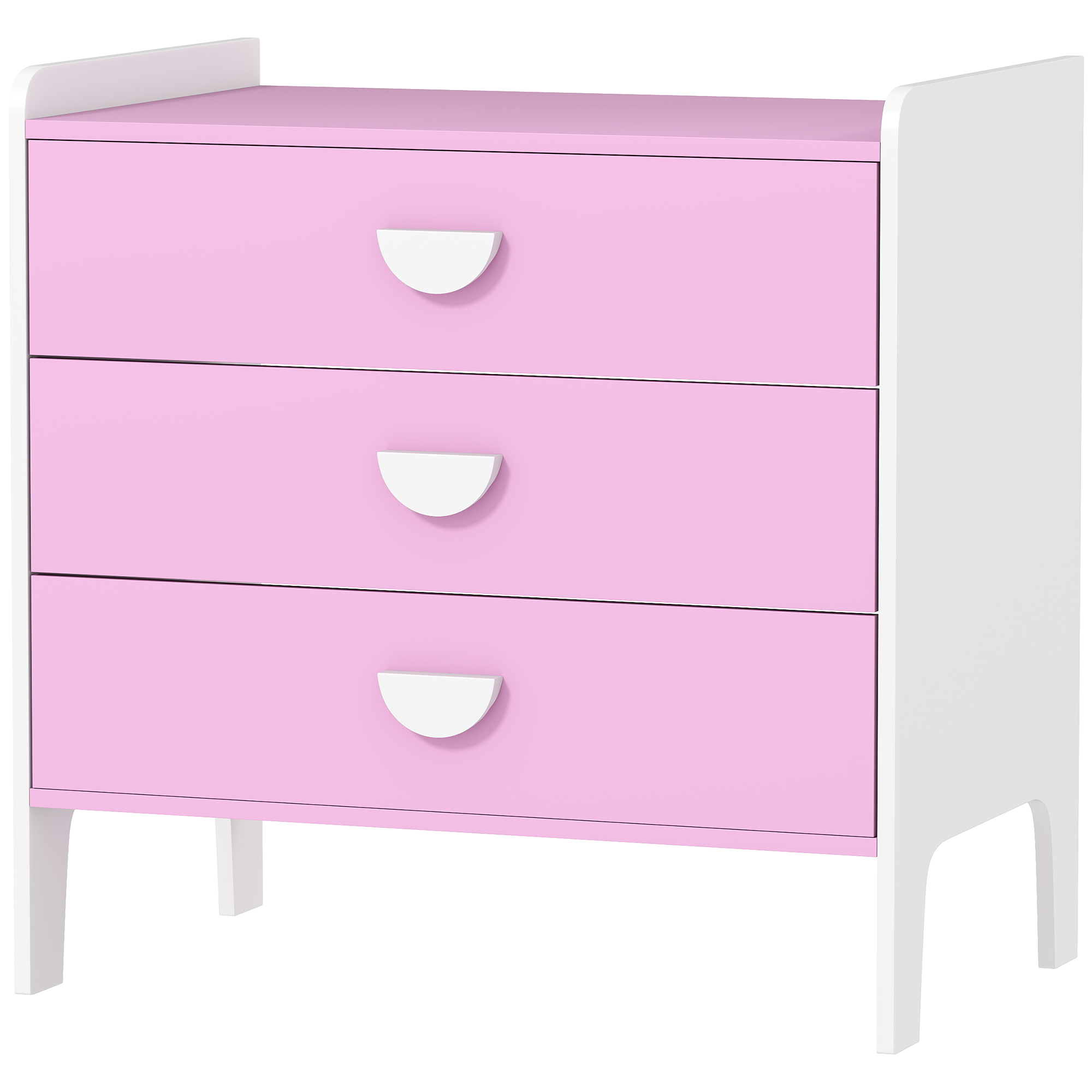 AIYAPLAY Kinderkommode, Kommode 3 Schubladen, Aufbewahrungsmöbel für Kinderzimmer, Krippe, Spielzimmer, 60 x 40 x 60 cm, Rosa   Aosom