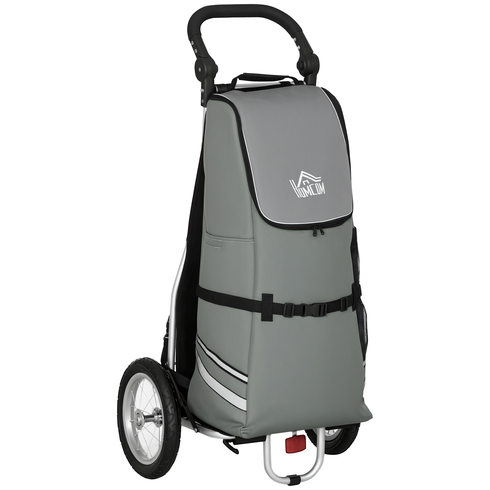 HOMCOM Lastenanhänger & Einkaufstrolley 2 in 1  Für Fahrradanhänger, mit Verbindungsschellen, 24,3kg, 55L, Alu+Oxford, Grau+Silber, 53x43x110cm  Aosom