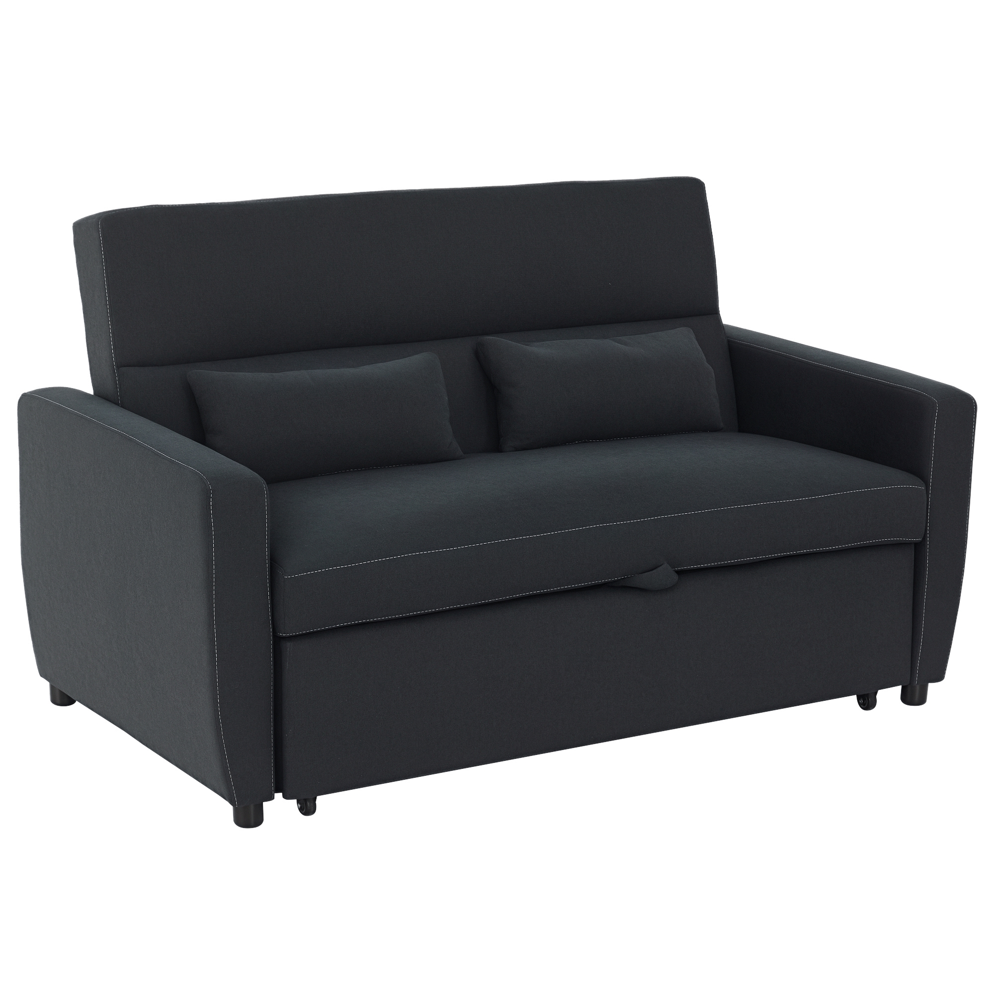 HOMCOM Schlafsofa Klappsofa 2-Sitzer mit Schlaffunktion verstellbarer Winkel Stoffsofa Schwarz 148 x 82 x 89 cm für Wohnzimmer   Aosom.de