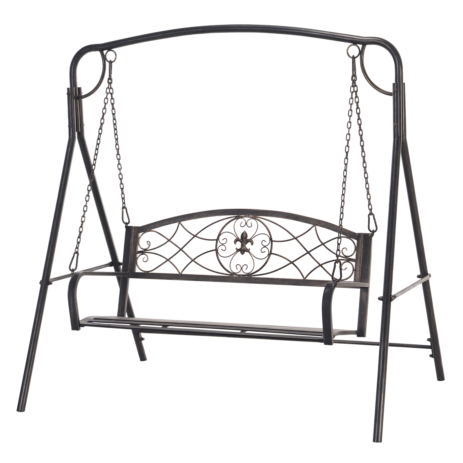 Outsunny Gartenschaukel für 2 Personen, Hollywoodschaukel aus Metall in Bronze, 167 x 123 x 175 cm, ideal für Garten & Terrasse   Aosom.de