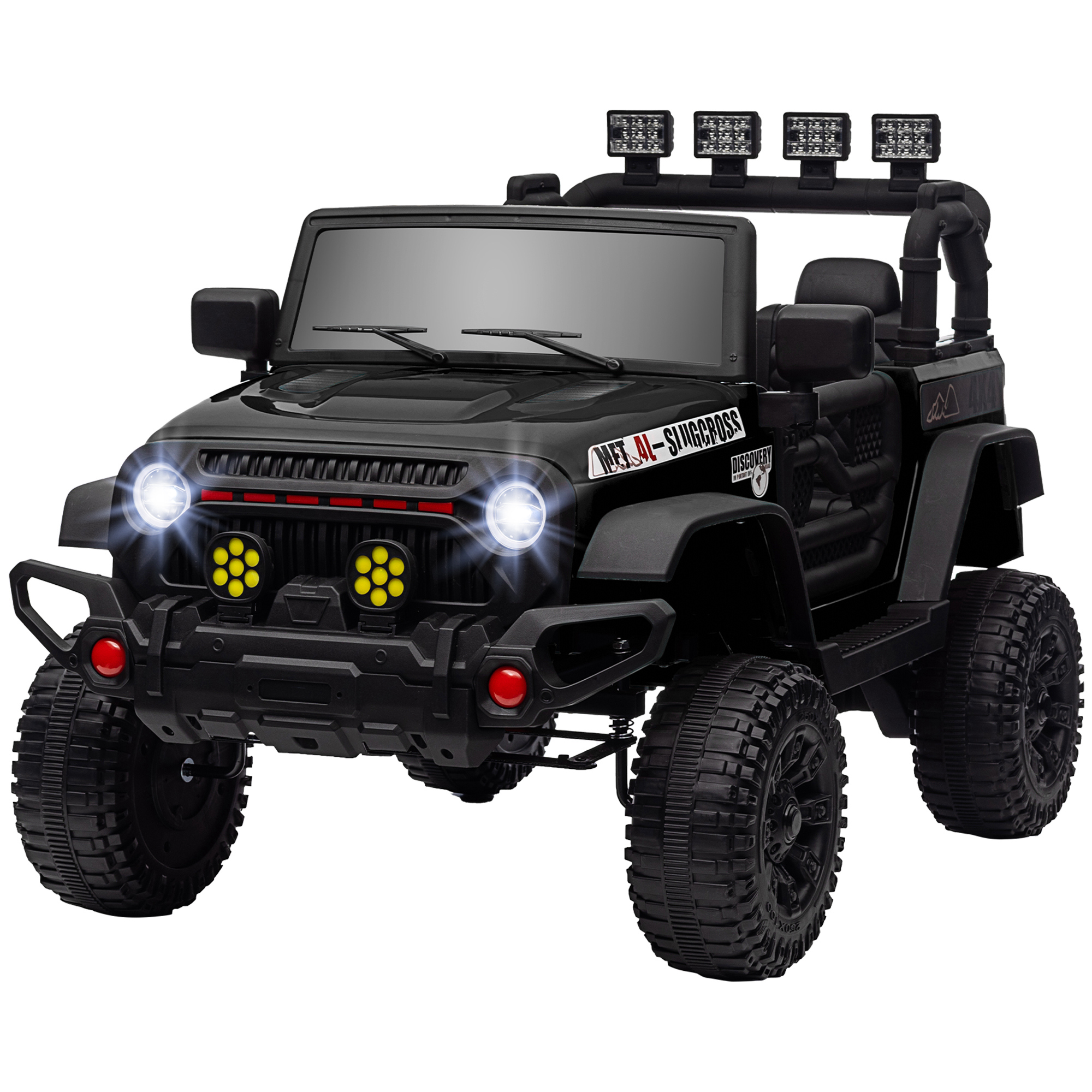 AIYAPLAY Elektroauto Kinder UTV mit 2,4G Fernbedienung und 2 Motoren 12 V, Kinderbuggy Elektroauto, 3 Geschwindigkeiten, Musik, Hupe, LED-Lichter, sanfter Start und stoßdämpfende Räder, 3-5 Jahre, Schwarz   Aosom