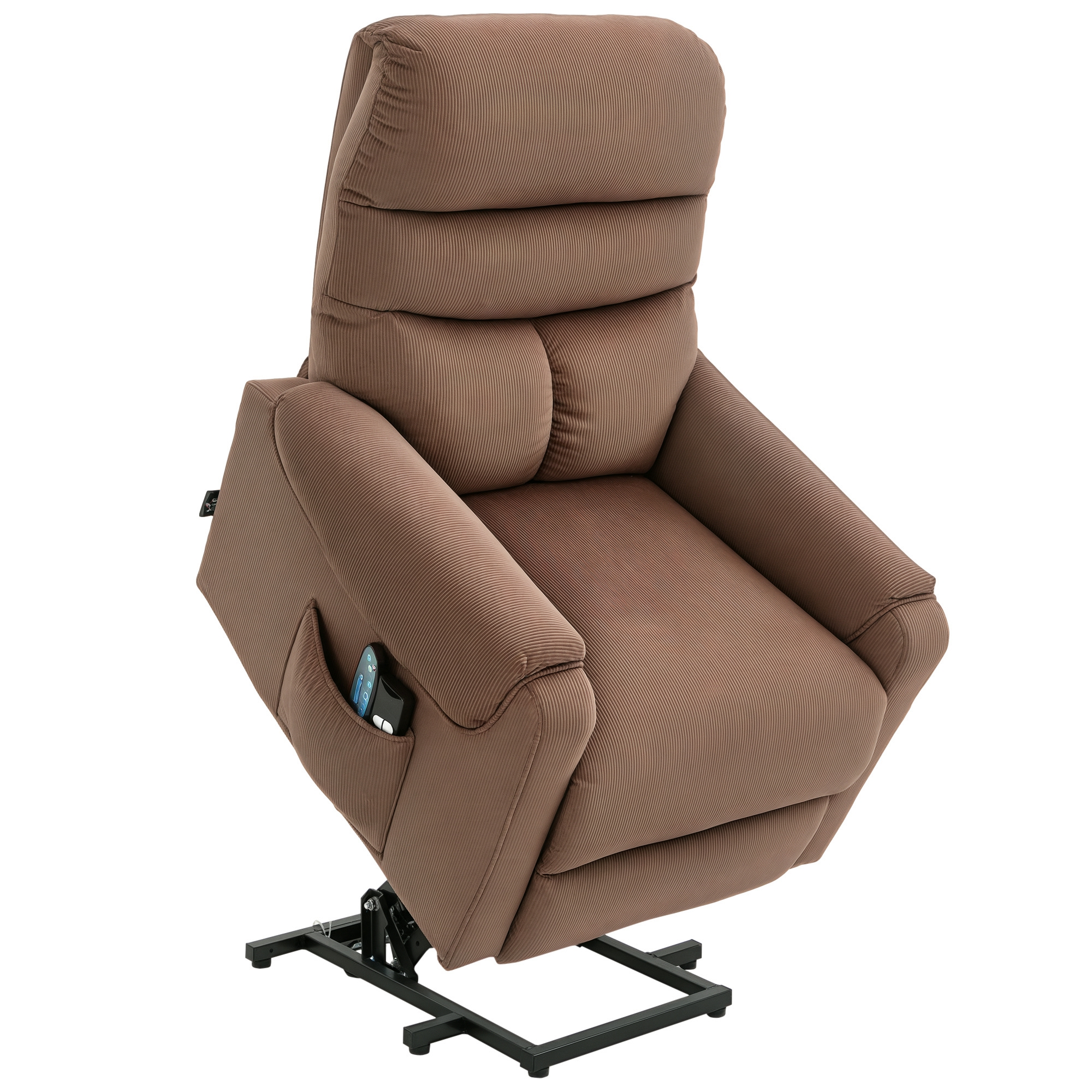 HOMCOM Fernsehsessel Aufstehsessel elektrisch mit Massagefunktion Heizung Liegefunktion Polyester hellbraun 79x97x103cm für Komfort & Entspannung   Aosom.de