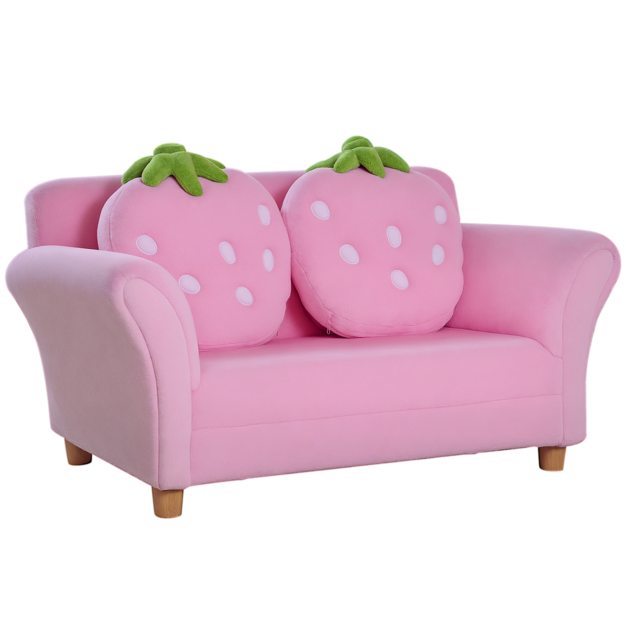 HOMCOM Kindersofa Erdbeere  Gemütliches Sofa & Sessel für Kinderzimmer, Softsofa Doppelsofa Einzelsofa, Kinder Stuhl  Aosom