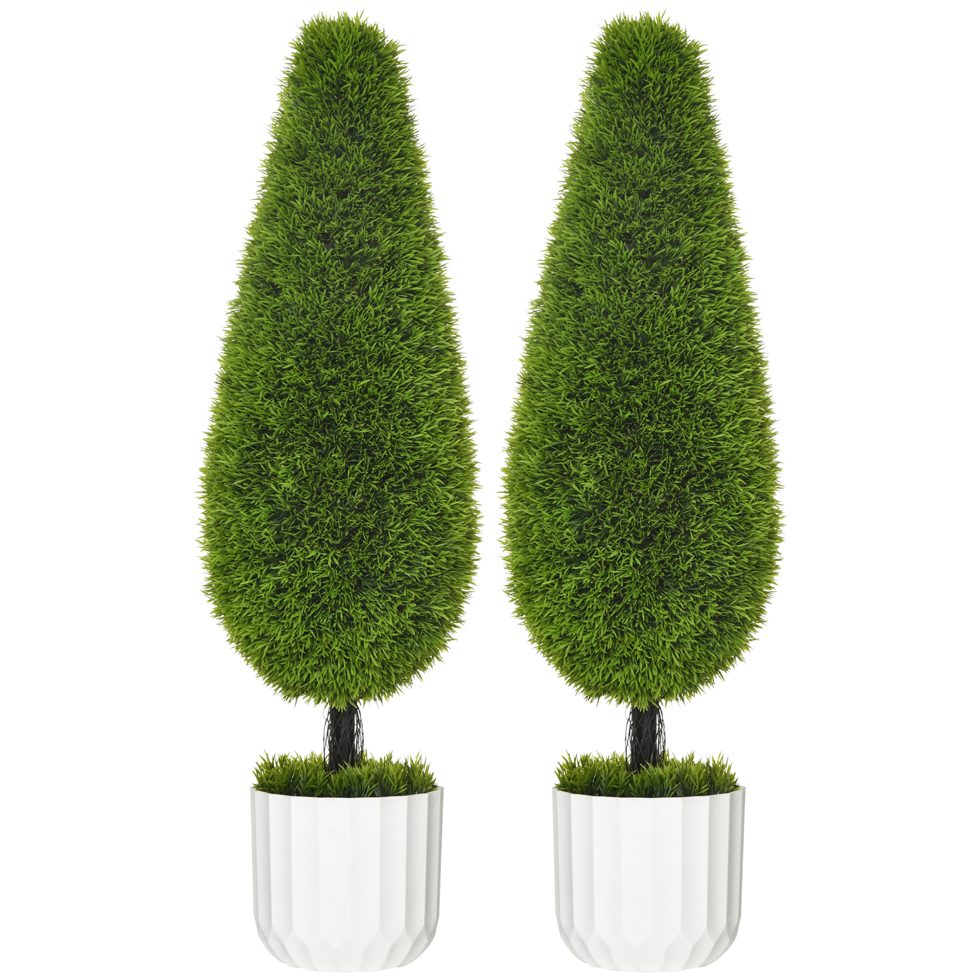 HOMCOM Kunstpflanze Zypresse 2er-Set 90 cm künstliche Zimmerpflanze im Topf mit Kunstmoos für Indoor & Outdoor Dekoration Aosom.de