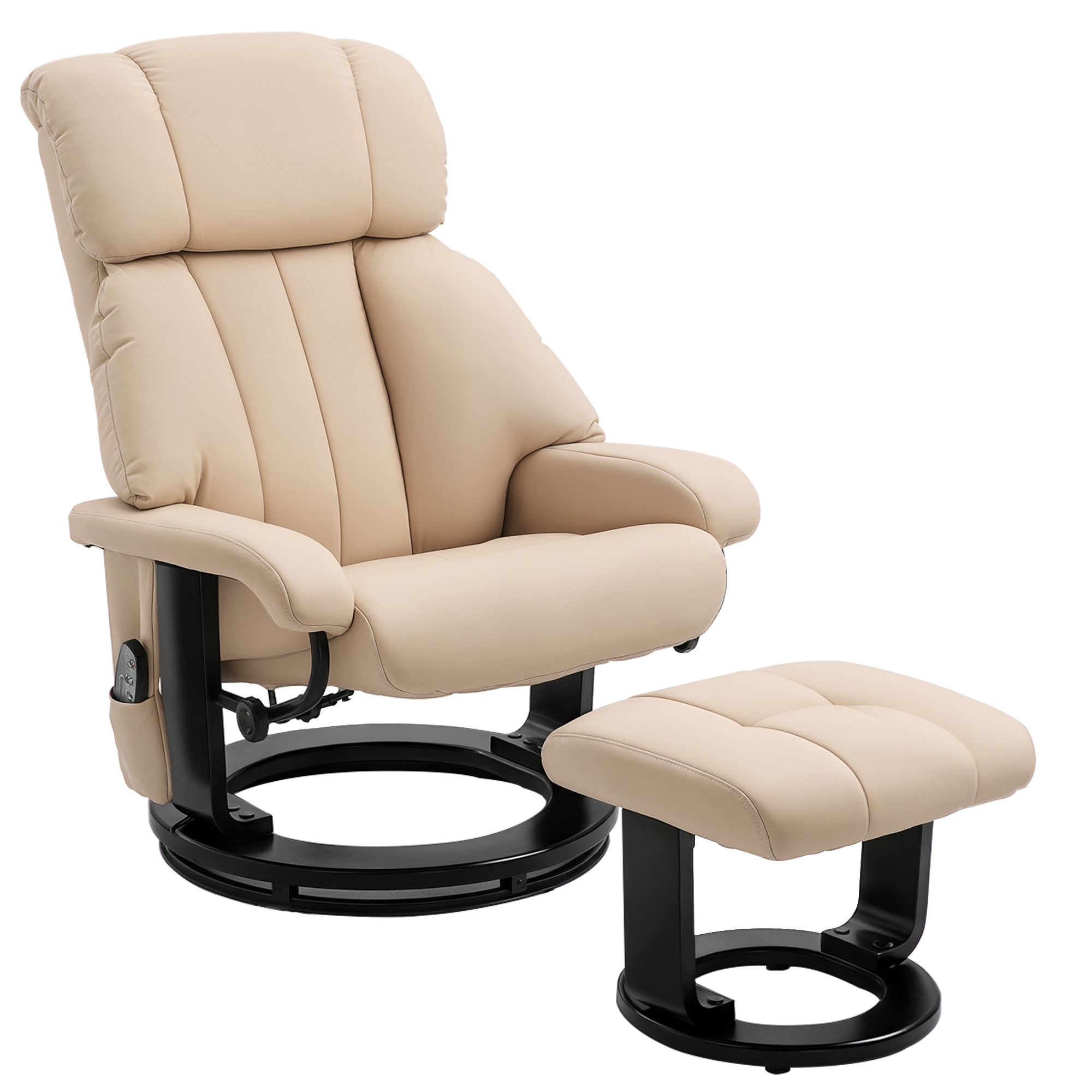 HOMCOM Relaxliege Massagesessel mit Liegefunktion, Fernsehsessel, Ergonomischer Stuhl mit Hocker, für Wohnzimmer, Beige 76x80x102 cm   Aosom