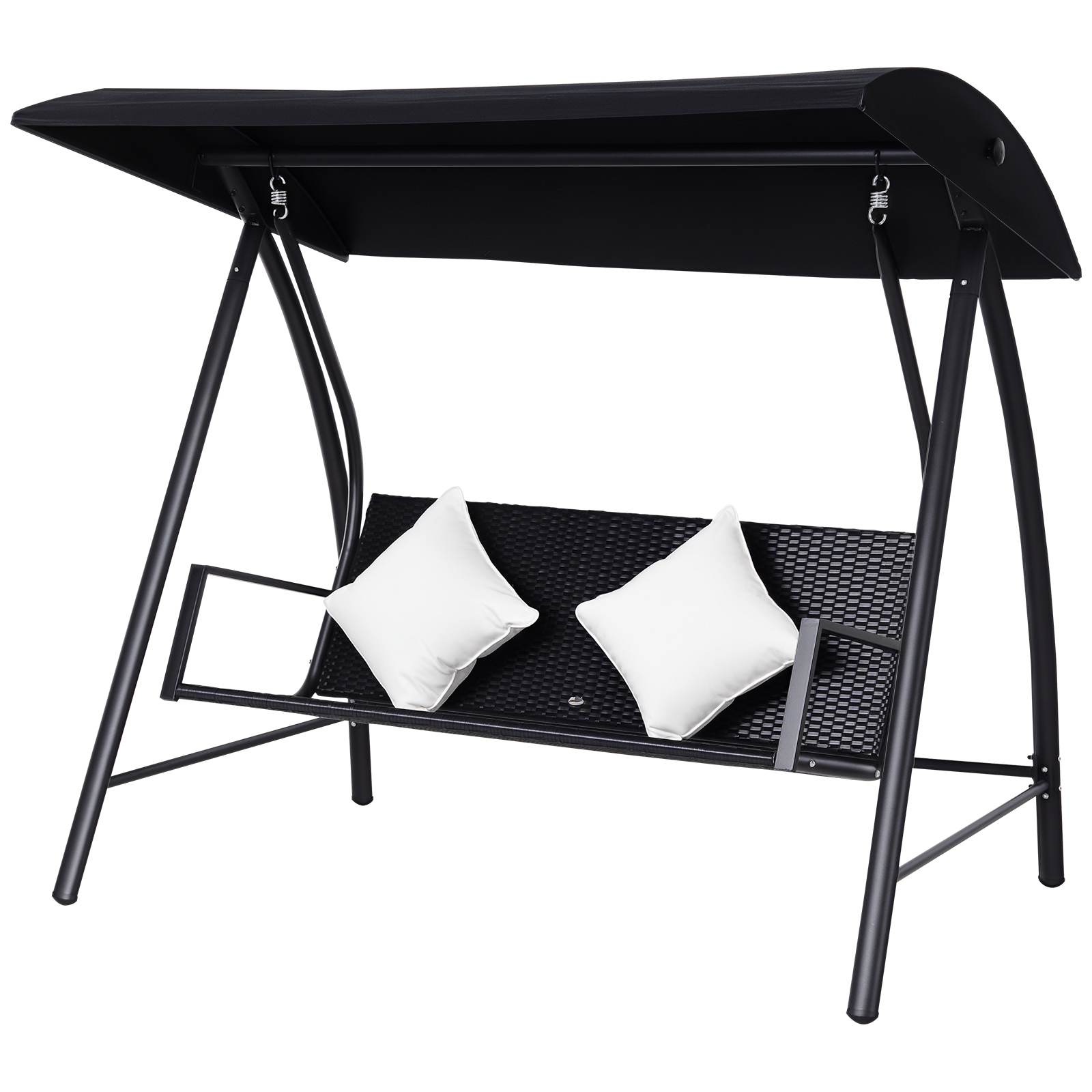 Outsunny 3-Sitzer Hollywoodschaukel Polyrattan Metall mit Kissen belastbar bis 360kg, elegant und bequem, für Garten & Terrasse   Aosom.de