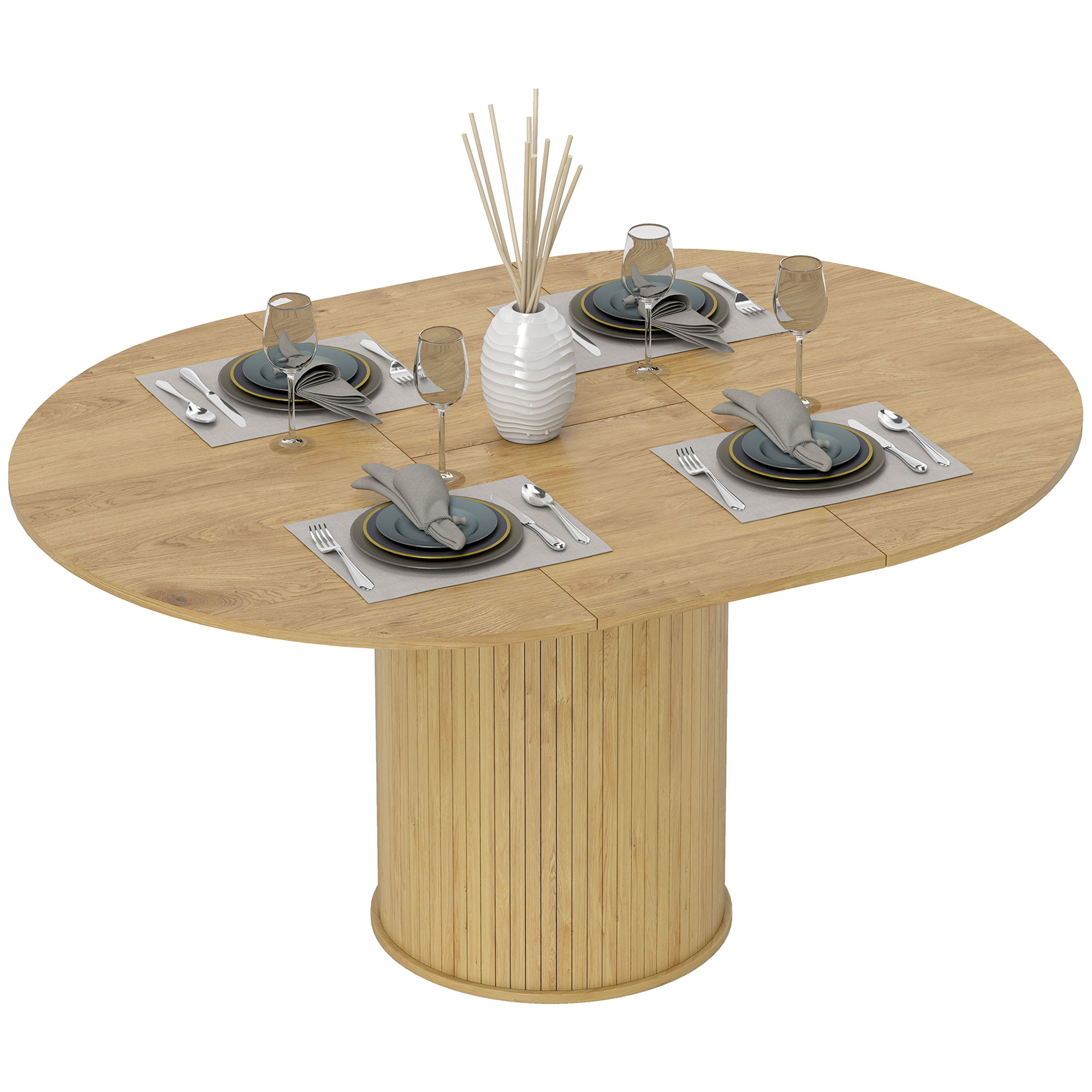 HOMCOM Ausziehbarer Esstisch, Küchentisch, für 6 bis 8 Personen, für kleine Räume, Landhausstil, 110-150 x 75 cm, Naturholzoptik   Aosom