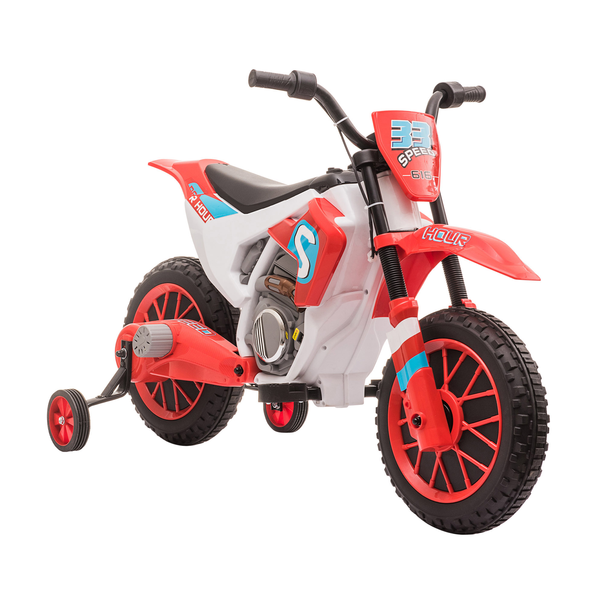 HOMCOM Kinder Elektro-Motorrad Kindermotorrad 12V Kinderfahrzeug Elektrofahrzeug mit 2 abnehmbaren Stützrädern für Kinder ab 3 Jahre Aosom