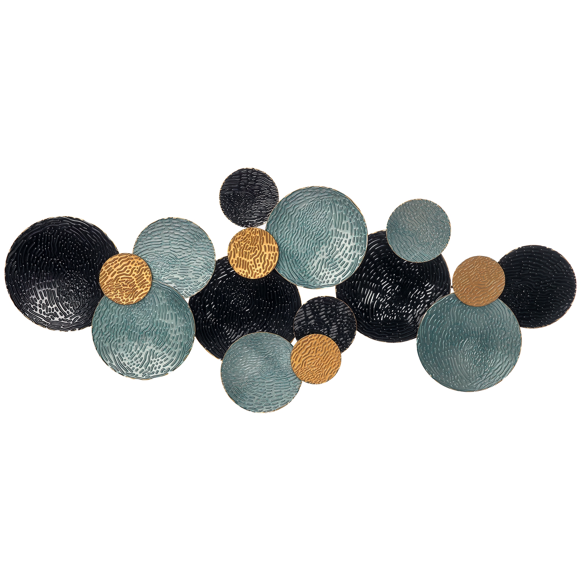 HOMCOM 3D Wandbild Metallbild Wandskulptur moderne Wohnzimmerkunst 121x53cm in Gold Schwarz Blau für stilvolle Dekoration Aosom.de