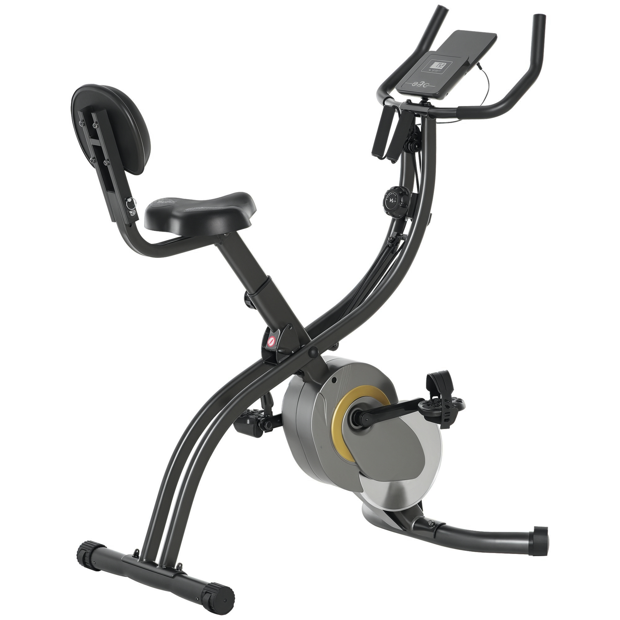 HOMCOM Heimtrainer Fahrrad Trimmrad mit 16-stufig einstellbarem Magnetwiderstand & Spannseil, Schwarz Grau, Fitnessgerät für Zuhause   Aosom.de