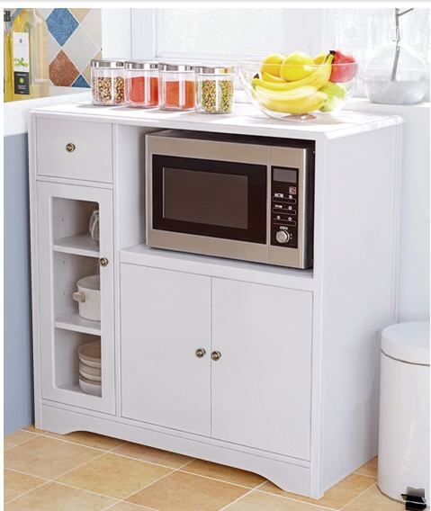 HOMCOM Mikrowellenschrank Küchenschrank freistehend mit 2 Schränken & Schublade, Weiß 90 x 40 x 82 cm, ideal für Wohnzimmer & Küchenzeile   Aosom.de