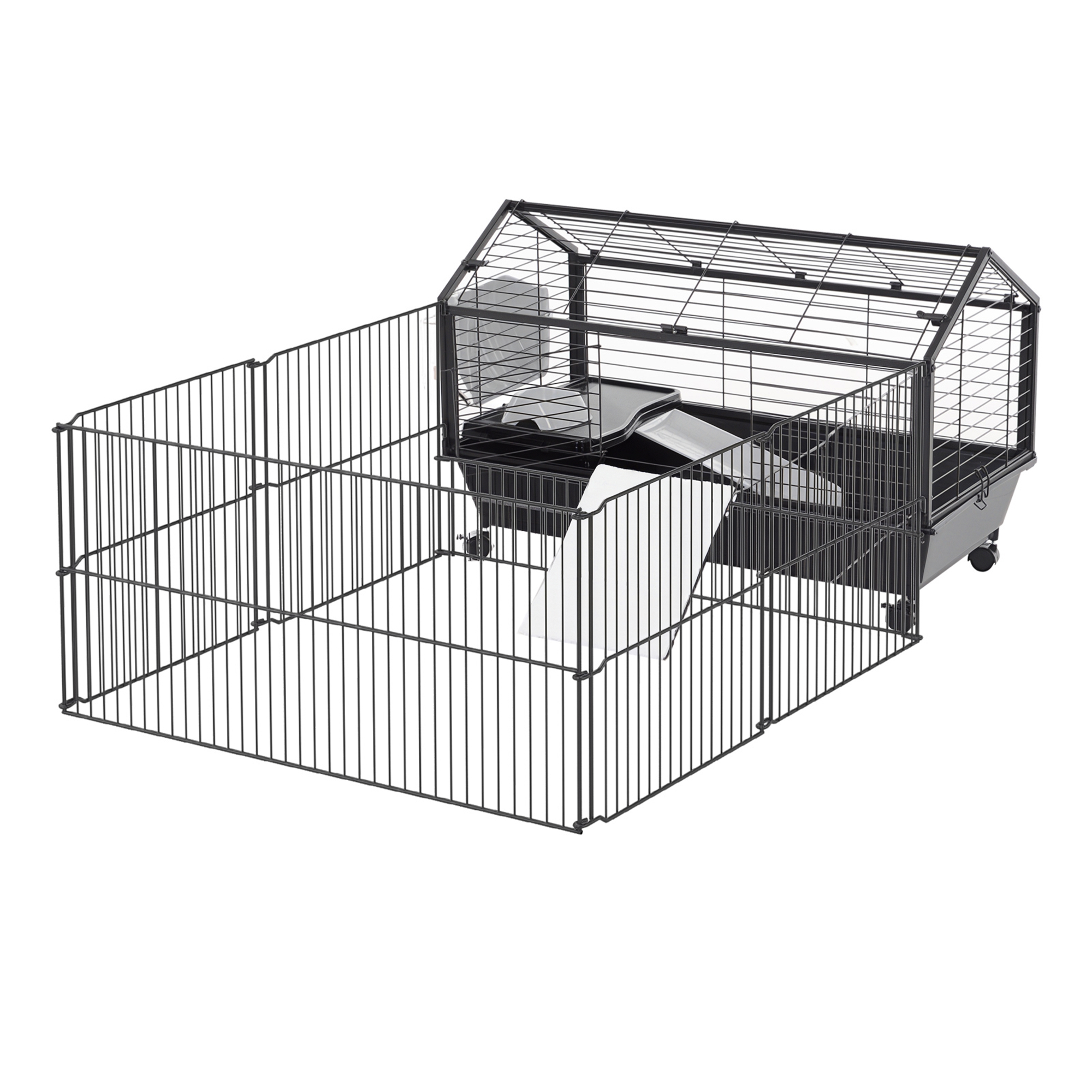 Pawhut Kleintierkäfig Nagerkäfig für Meerschweinchen mit Garten & Balkon, Metall 88x128,5x56cm, geräumig & robust Aosom.de
