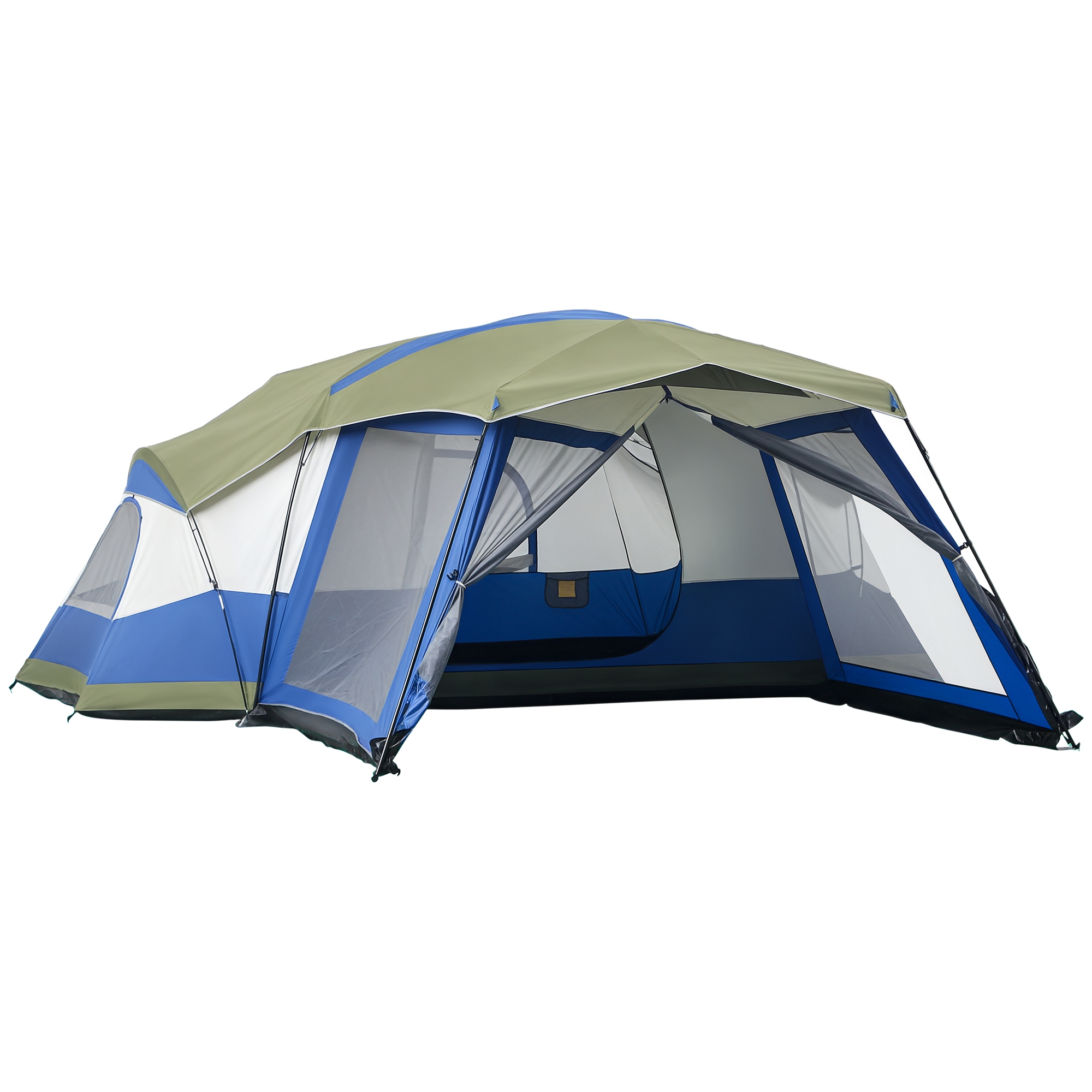Outsunny Camping Zelt für 6-8 Personen Familienzelt mit Vorraum und 2 Fenstern Kuppelzelt PU3000mm Blau 518x487x237cm für Outdoor Abenteuer   Aosom.de