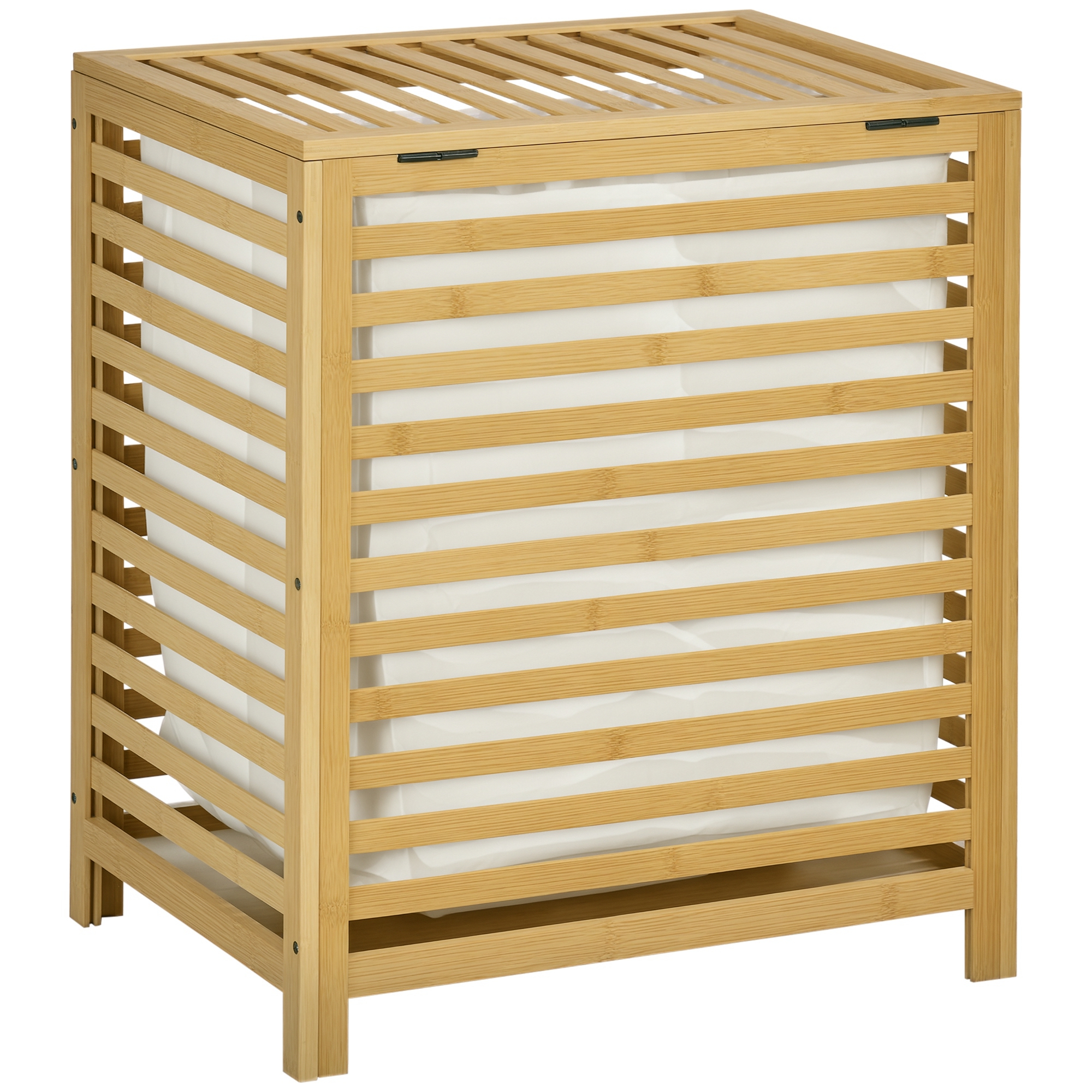 HOMCOM Wäschekorb 55L Bambus Wäschetruhe mit Deckel und entnehmbarem Wäschesack für Schlafzimmer und Bad 50x36x60cm Natur   Aosom.de