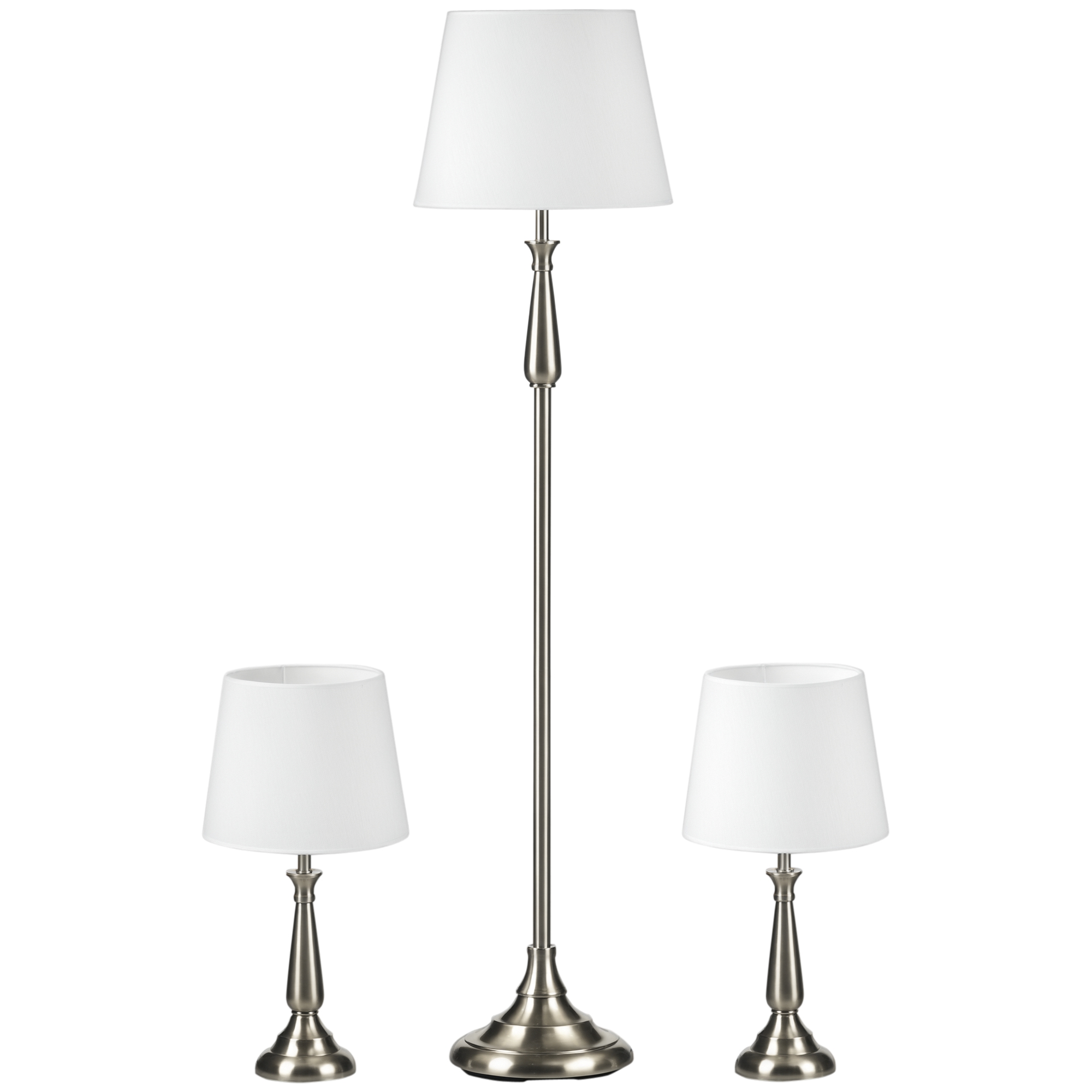 HOMCOM Lampenset Vintage-Design 3er-Set mit 2 Tischlampen und 1 Stehlampe E27 Sockel für Wohnzimmer Cremefarben Aosom.de