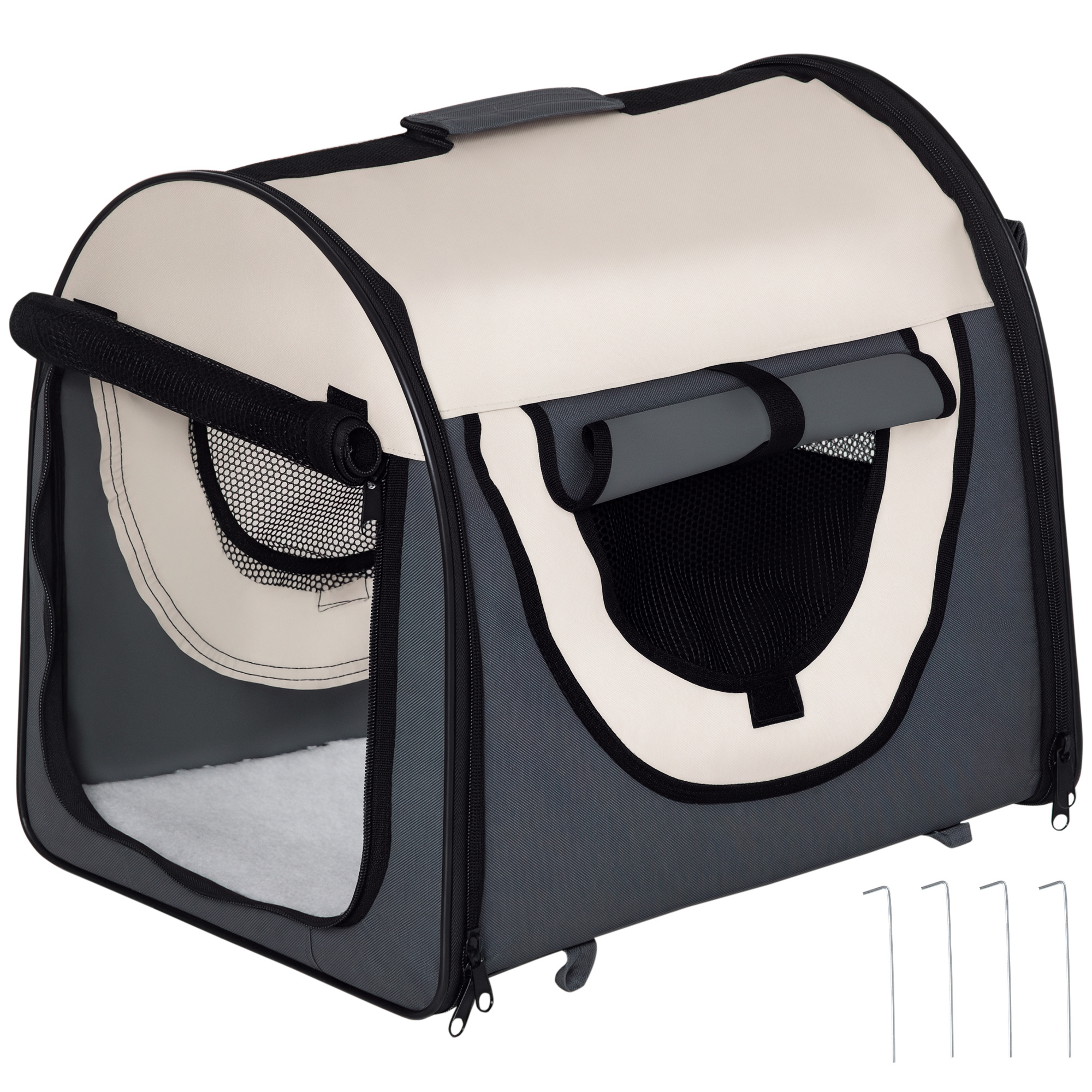 PawHut Hundebox faltbar Hundetransportbox Haustierrucksack wasserdicht mit Kissen Dunkelgrau 46x36x41cm für Reisen & Ausflüge   Aosom.de