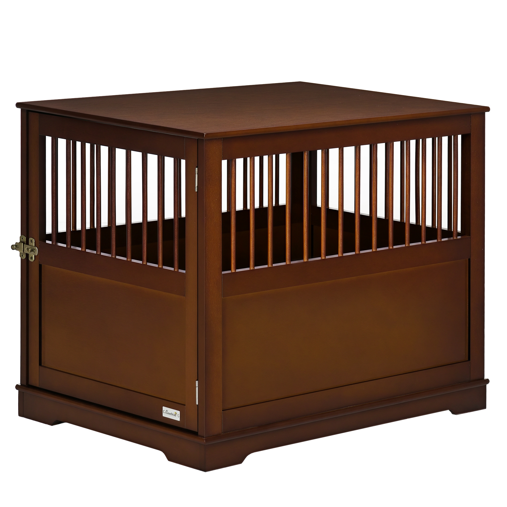 PawHut Hundekäfig mit Tischplatte stilvolle Hundehütte für mittelgroße Hunde Indoor abschließbare Tür Braun 80,5x59,5x67,5cm Aosom.de