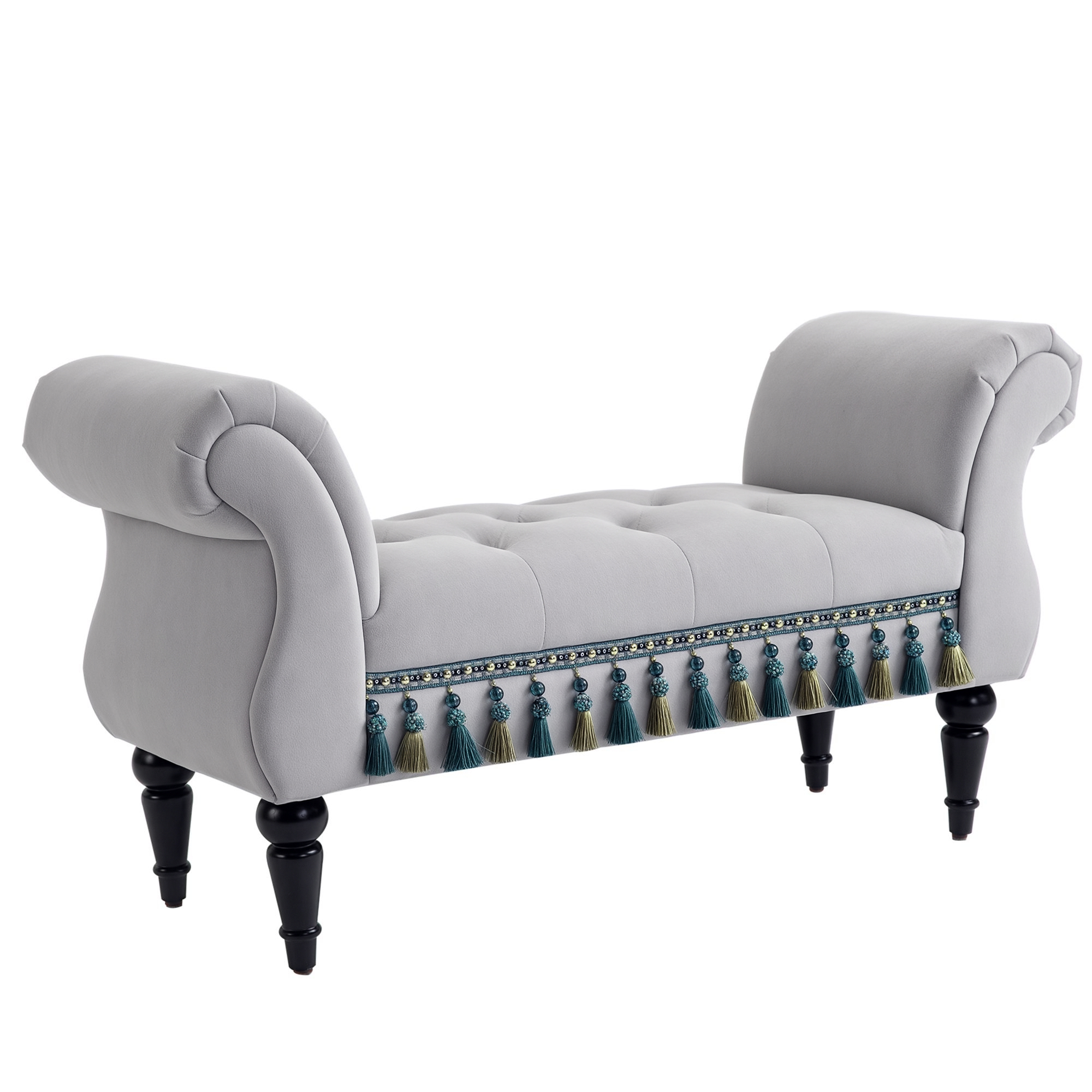 HOMCOM Sitzbank elegante Polsterbank Betthocker Holzbank aus Polyester Kautschukschaum grau 117x40x58cm für Wohnzimmer & Schlafzimmer Aosom.de