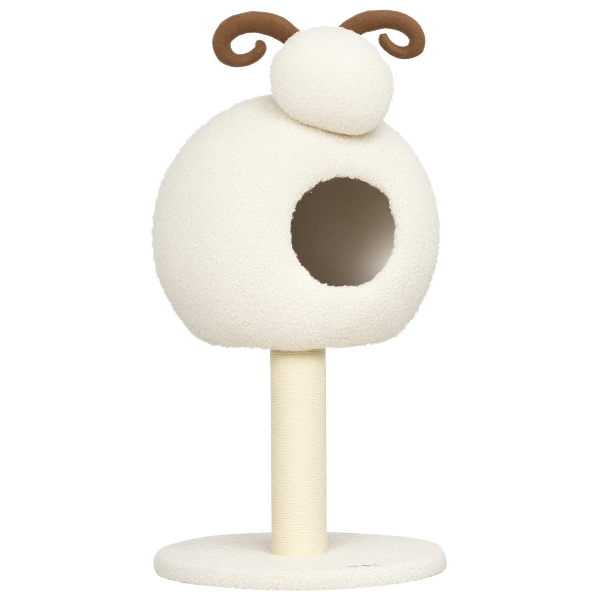 PawHut Kratzbaum 80 cm Katzenbaum mit Katzenhöhle im Ziegen-Design Kletterbaum mit Sisal-Seilpfosten cremeweiß für aktive Katzen   Aosom.de