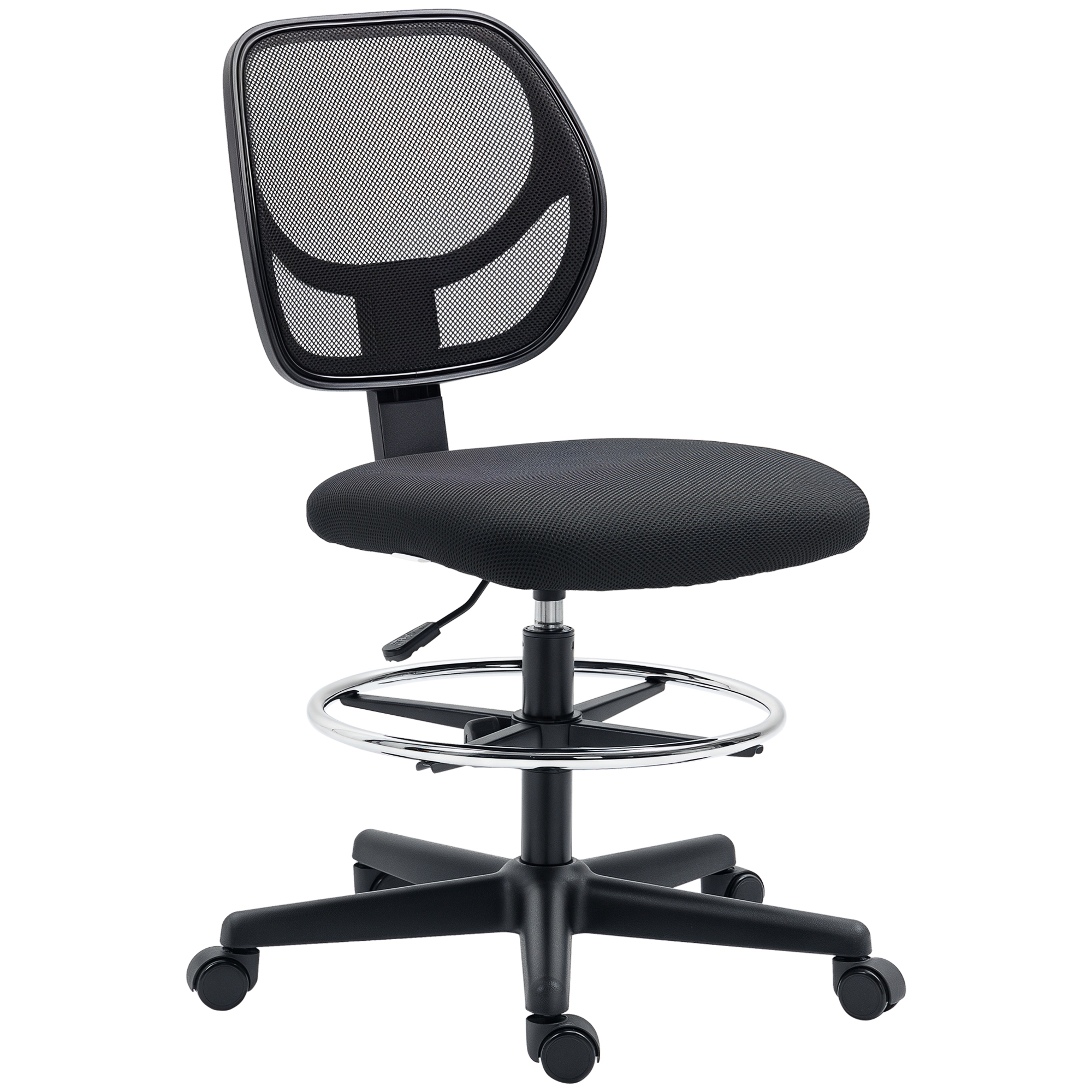 Vinsetto Stehstuhl Büro, höhenverstellbarer ergonomischer Bürostuhl, Drehstuhl mit verstellbarer Fußstütze, Schwarz für komfortables Arbeiten Aosom.de