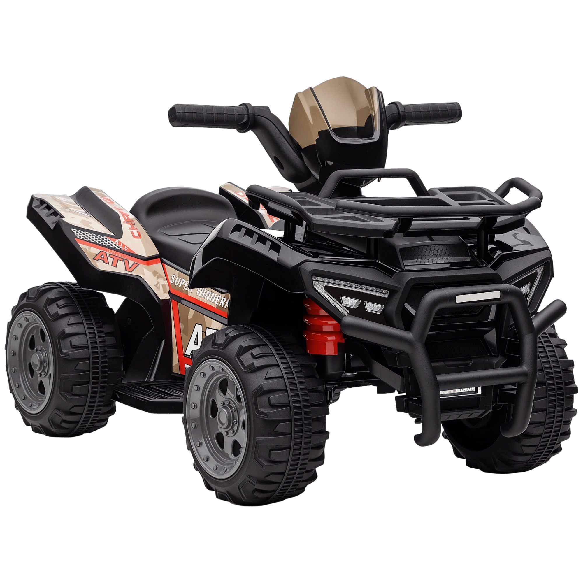 HOMCOM Mini Elektro-Quad Kinder Elektro ATV LED Frontlicht Kinderfahrzeug für 18-36 Monate Kinder Metall PP-Kunststoff Schwarz 70 x 42 x 45 cm   Aosom
