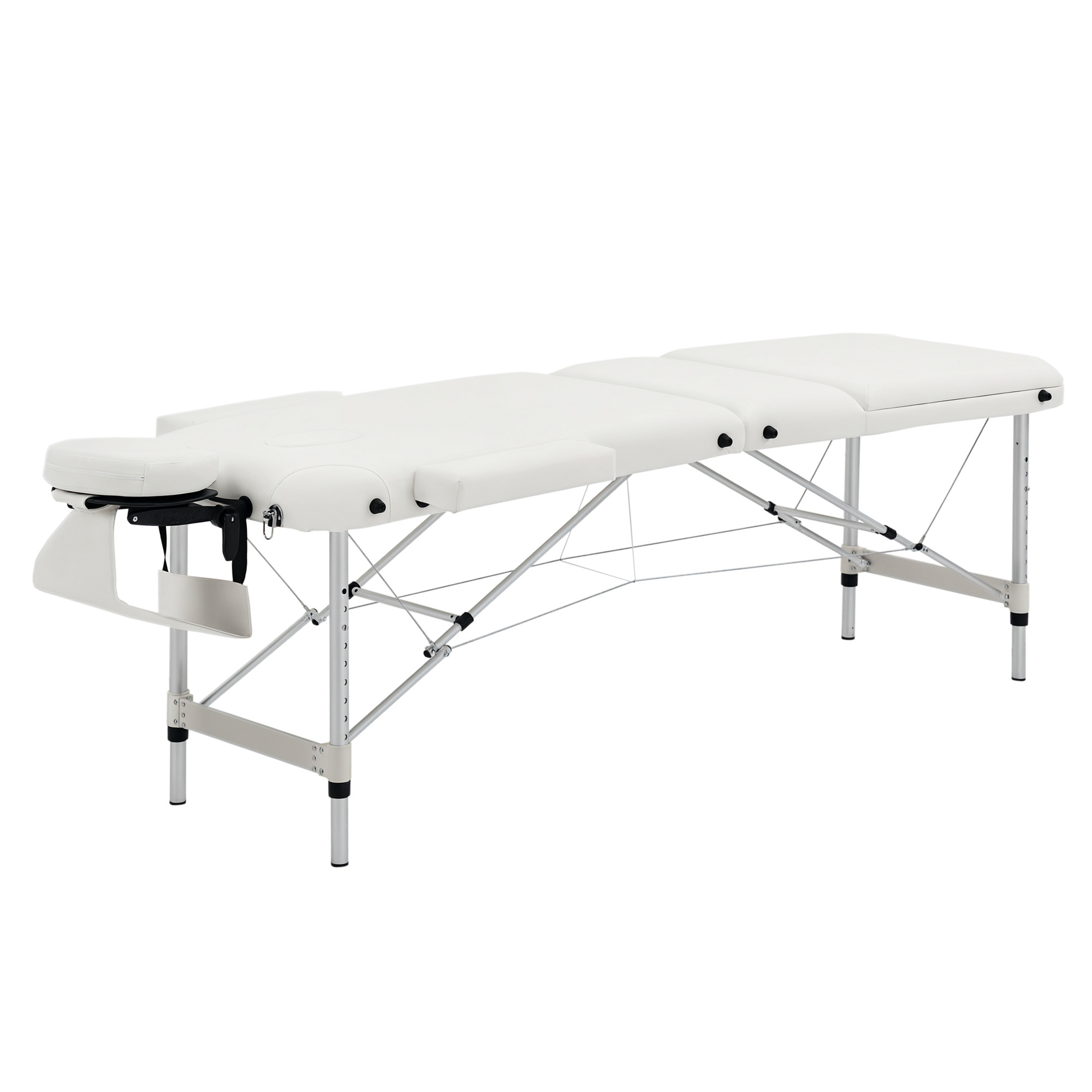 HOMCOM klappbare Massageliege höhenverstellbar mit Kopfkissen für Salon & Spa, Kunststoff & Alu, Weiß, 215 x 60 x 61-84 cm Aosom.de