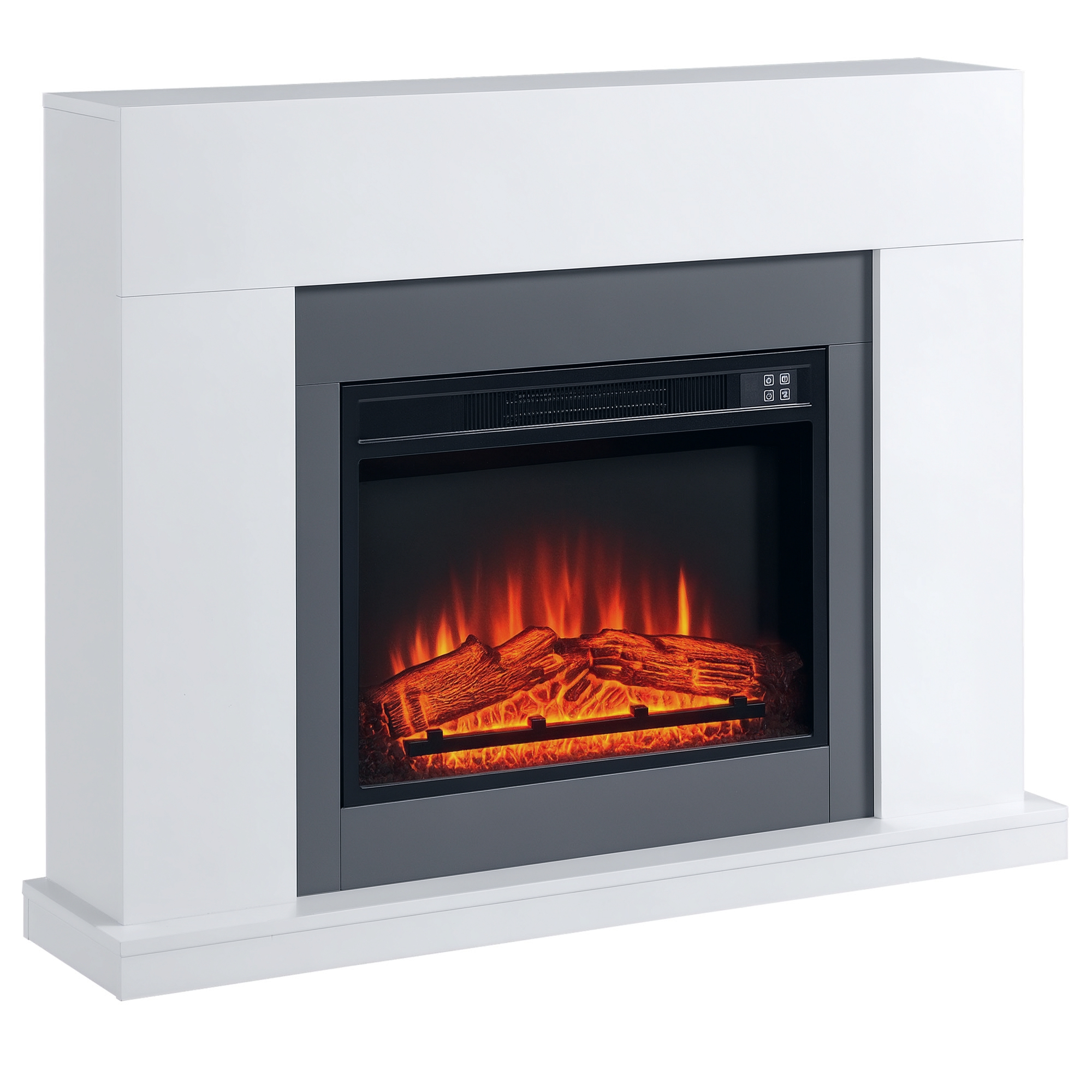 HOMCOM LED Elektrokamin Standkamin Kaminofen mit Flammeneffekt 1800/2000W Innenraumheizung Dekokamin MDF Weiß 113x26,6x87,5cm für gemütliche Atmosphäre Aosom.de