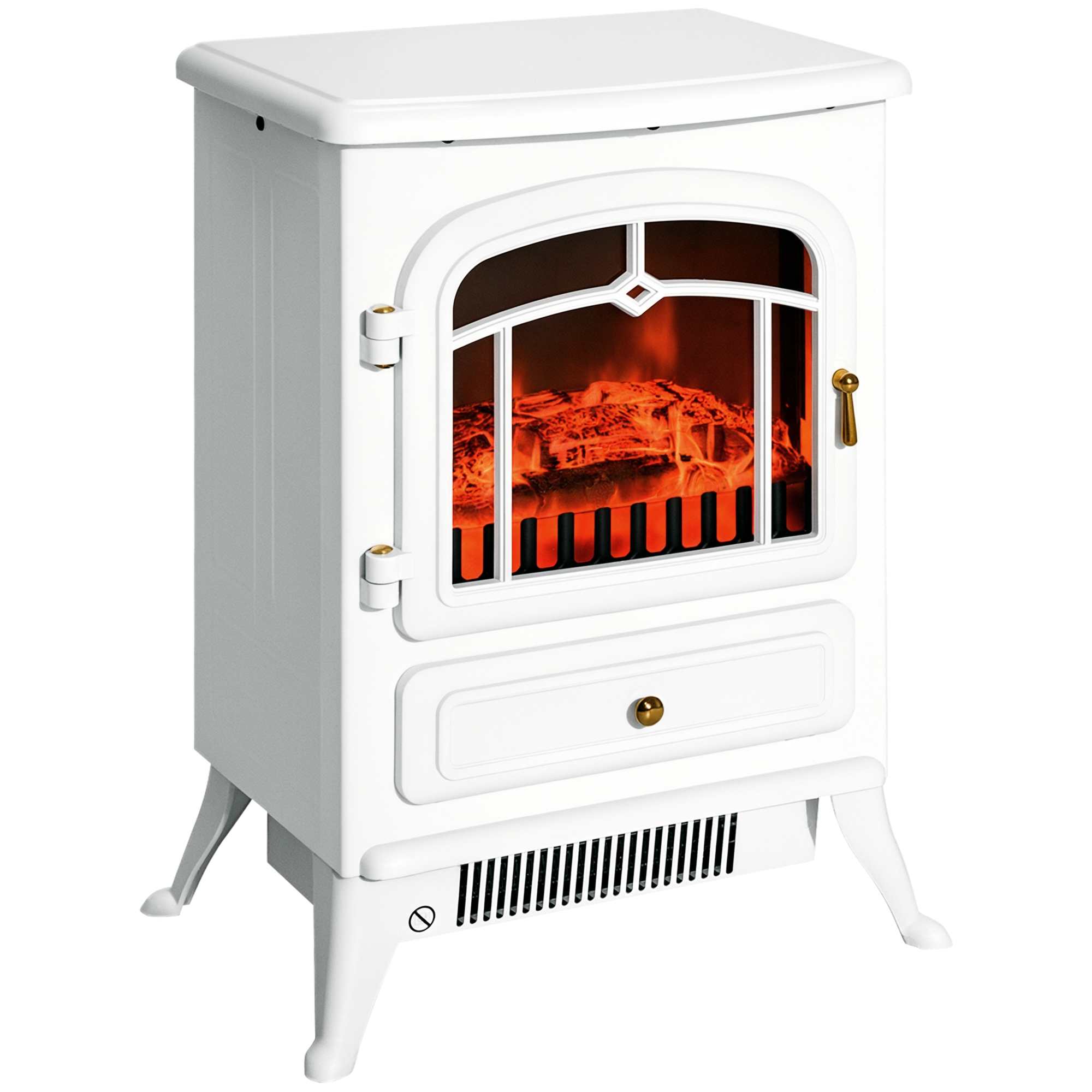 HOMCOM Elektrokamin Kaminofen mit Flammeneffekt 950/1850W Überhitzungsschutz Weiß 41,5x28x54,8cm für gemütliche Abende Aosom.de