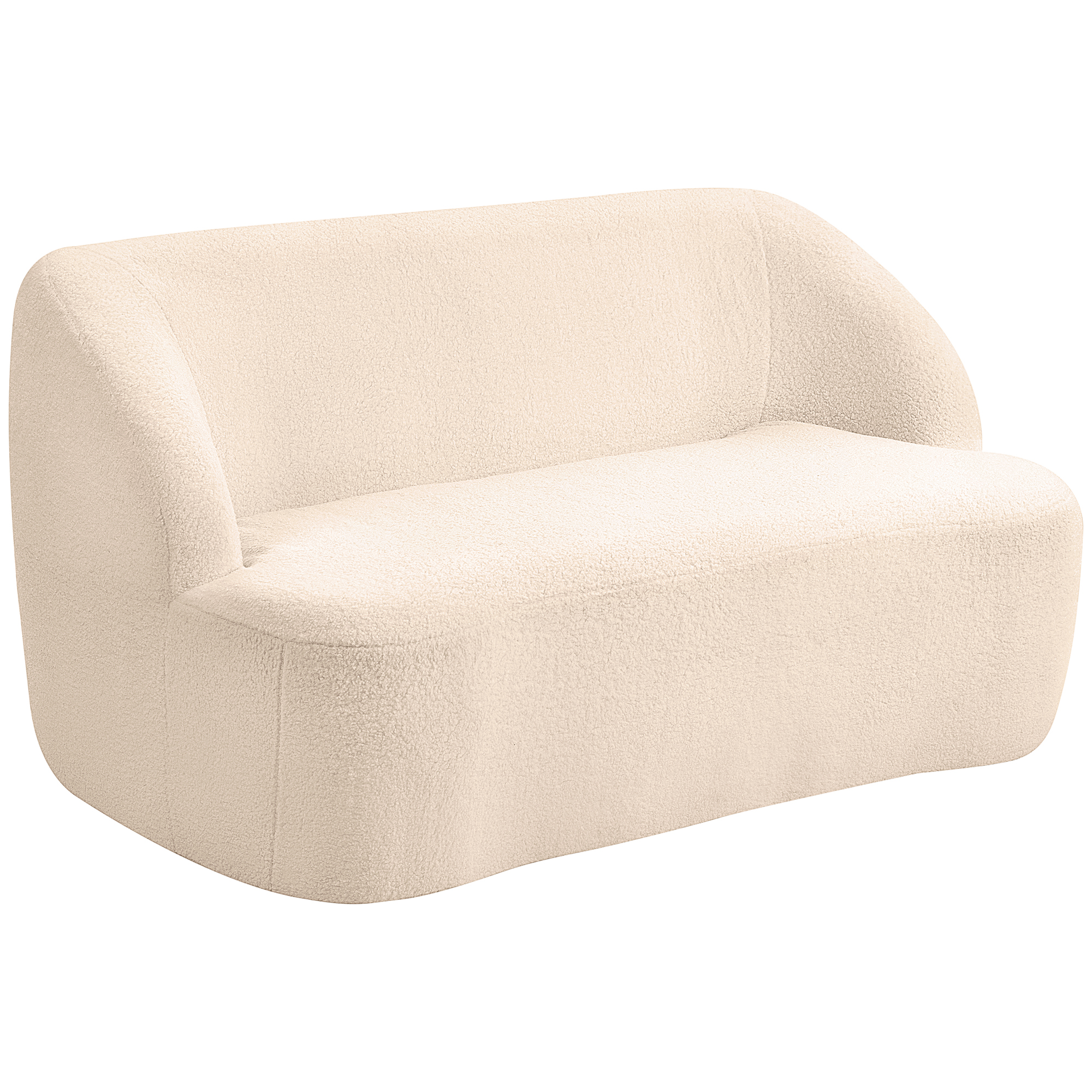 HOMCOM Canapé 2 places Kleines Sofa aus Frotteegewebe 142 cm Modernes Design mit geschwungenem Rücken- und Sitzbereich, ideal für Schlafzimmer, Wohnung, kleine Räume, kein Zusammenbau nötig, Beige Aosom