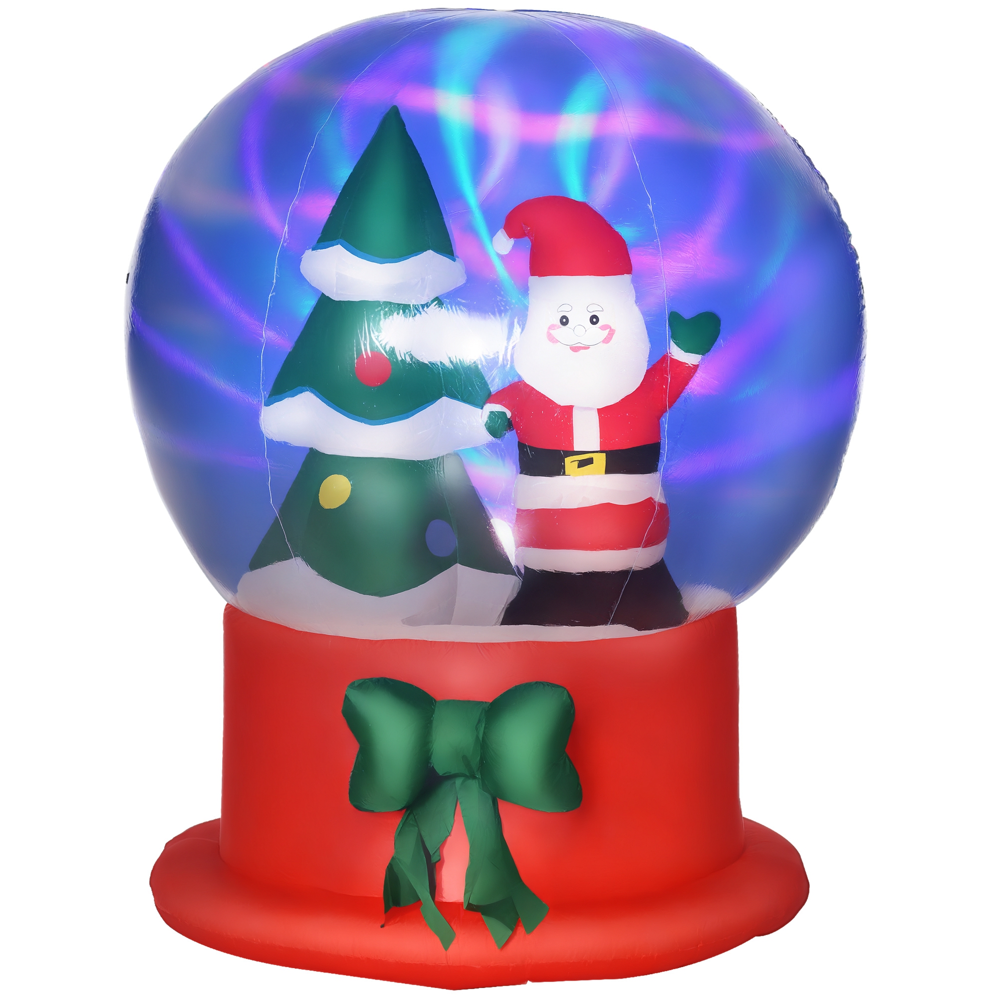 Outsunny 150 cm Aufblasbare Weihnachtsdeko Weihnachtsmann & Weihnachtsbaum in Kristallkugel, wasserdicht mit LED Licht & Gebläse IP44 Aosom.de