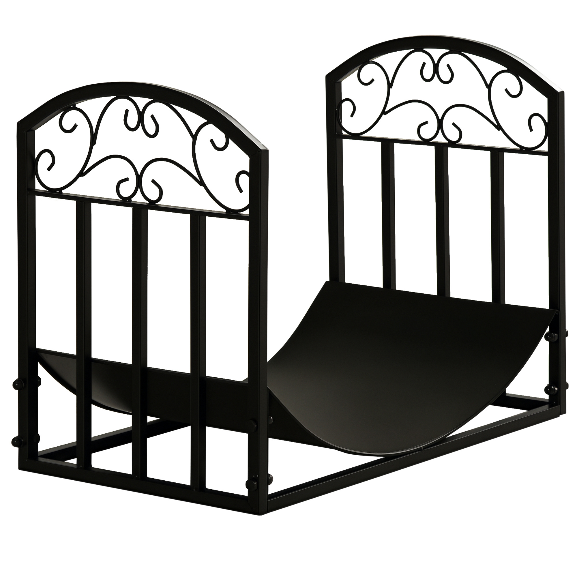 Outsunny Kaminholzregal Brennholzständer 60 kg belastbar Feuerholzablage Metall schwarz 60,5 x 36 x 46,5 cm für Kamin & Garten   Aosom.de