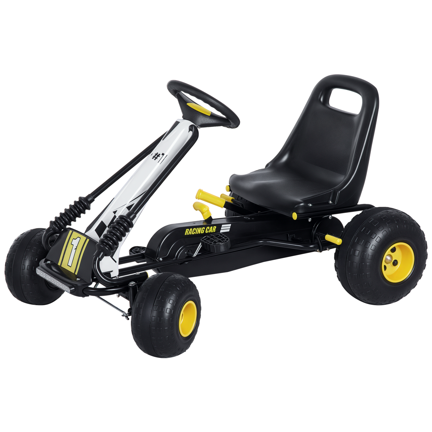 HOMCOM Pedal Gokart für Kinder ab 3 Jahren, verstellbarer Sitz, Schwarz, 95 x 66,5 x 57 cm, stabiles Pedalfahrzeug für Spiel & Spaß   Aosom.de