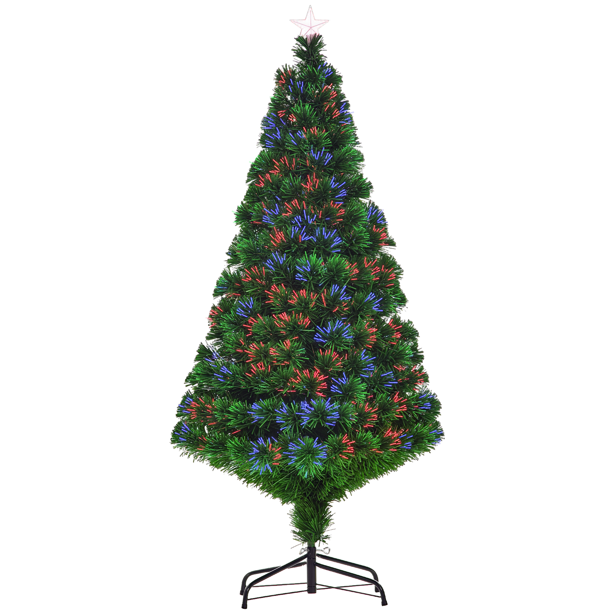 HOMCOM Weihnachtsbaum künstlicher Christbaum 150 cm mit LED Lichtfaser Farbwechsler und Metallständer, grüner Tannenbaum für festliche Dekoration   Aosom.de