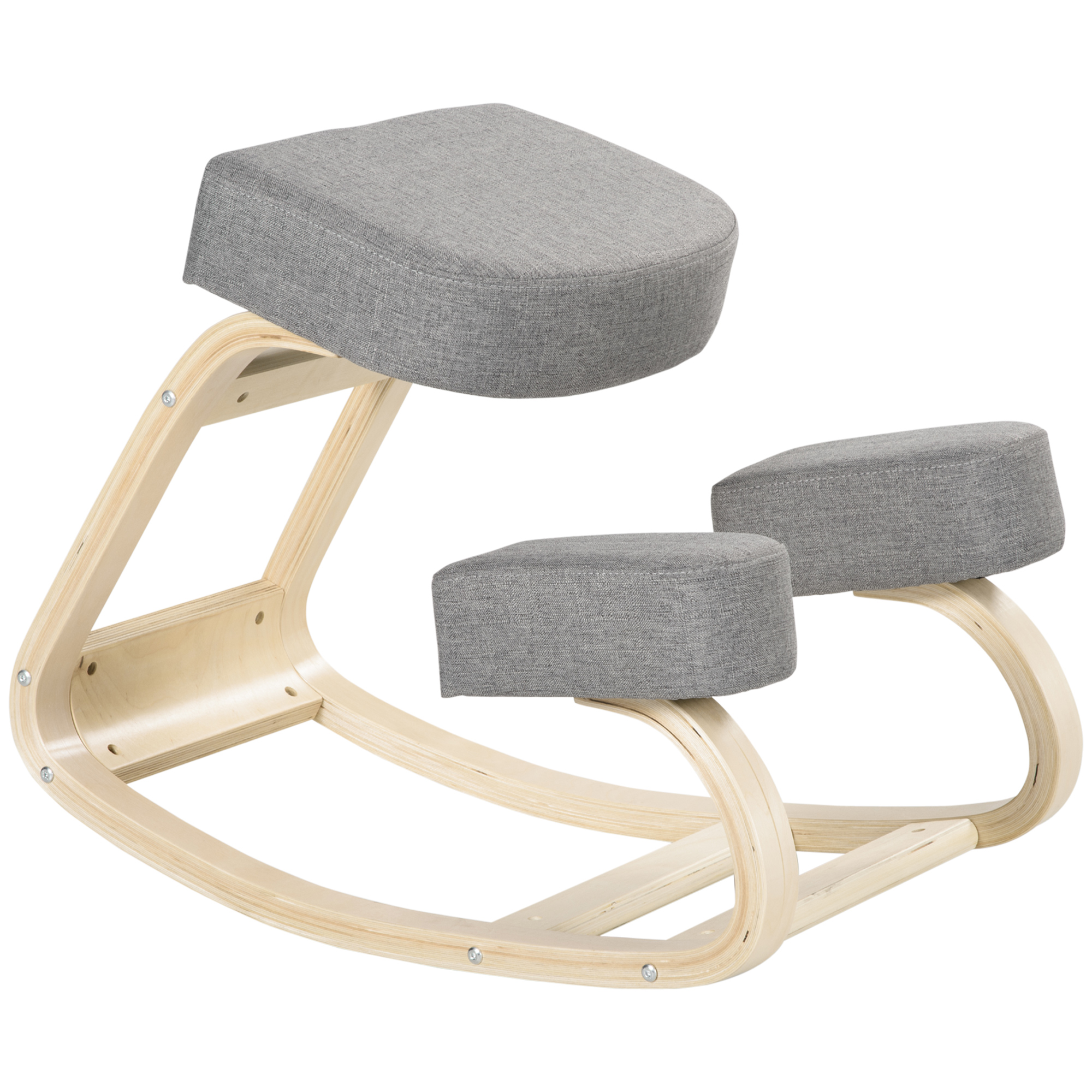 Vinsetto Ergonomischer Kniestuhl, Kniehocker Gesundheitsstuhl für Zuhause, Büro, Meditation, zur Verbesserung der Rückenschmerzen Nackenschmerzen Lindern & Körperhaltung Grau   Aosom