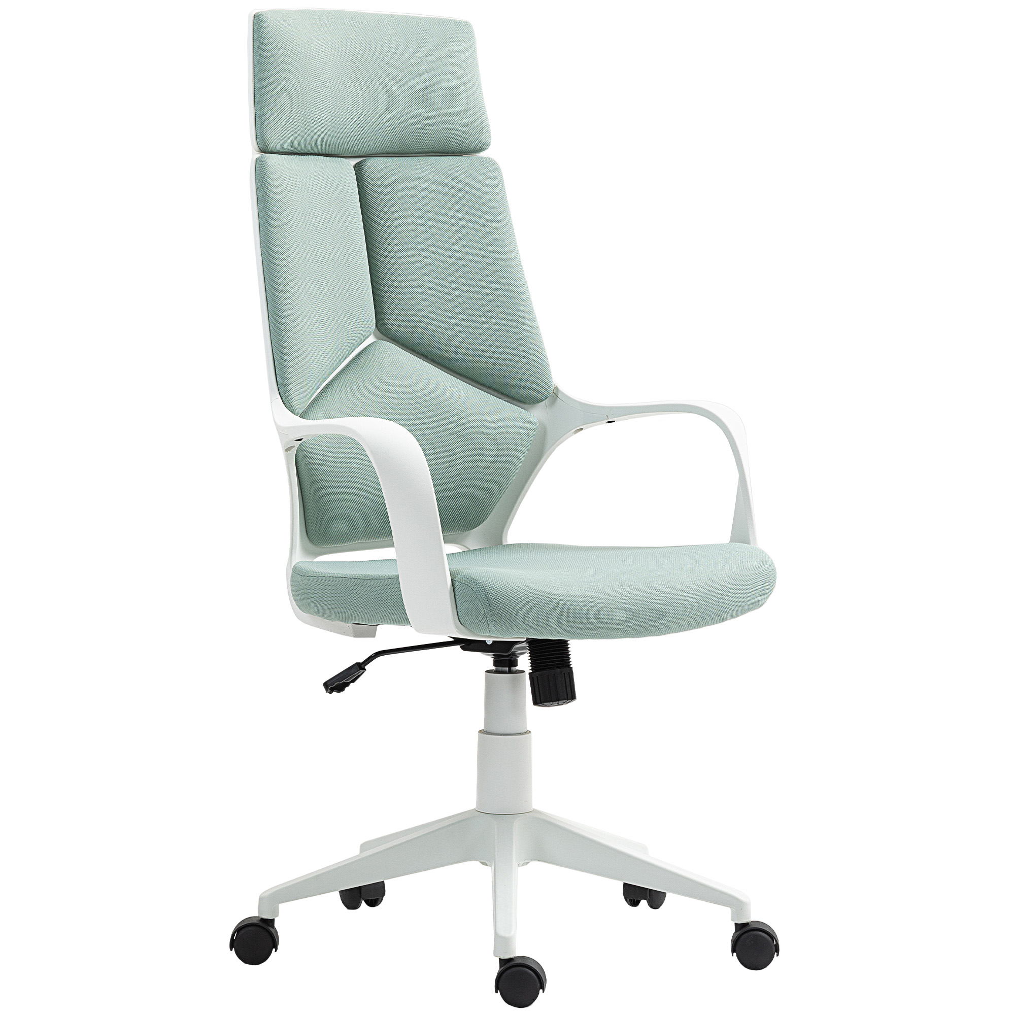 HOMCOM Bürostuhl mit Wippfunktion, Schreibtischstuhl aus Stoff Höhenverstellbar und drehbar, 63x63x117-127 cm, Grün   Aosom