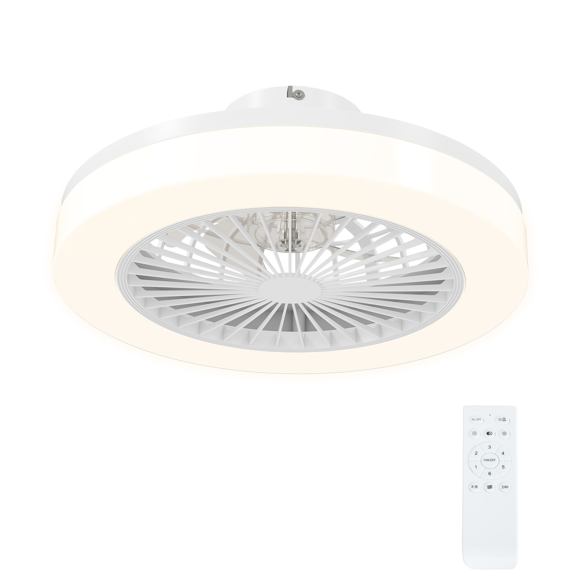 HOMCOM Deckenventilator mit Beleuchtung Fernbedienung LED Ventilator Deckenleuchte Dimmbar mit  6 Geschwindigkeiten 40 W Lampe mit umkehrbar Ventilator, Timer für Schlafzimmer Weiß 46 cm   Aosom