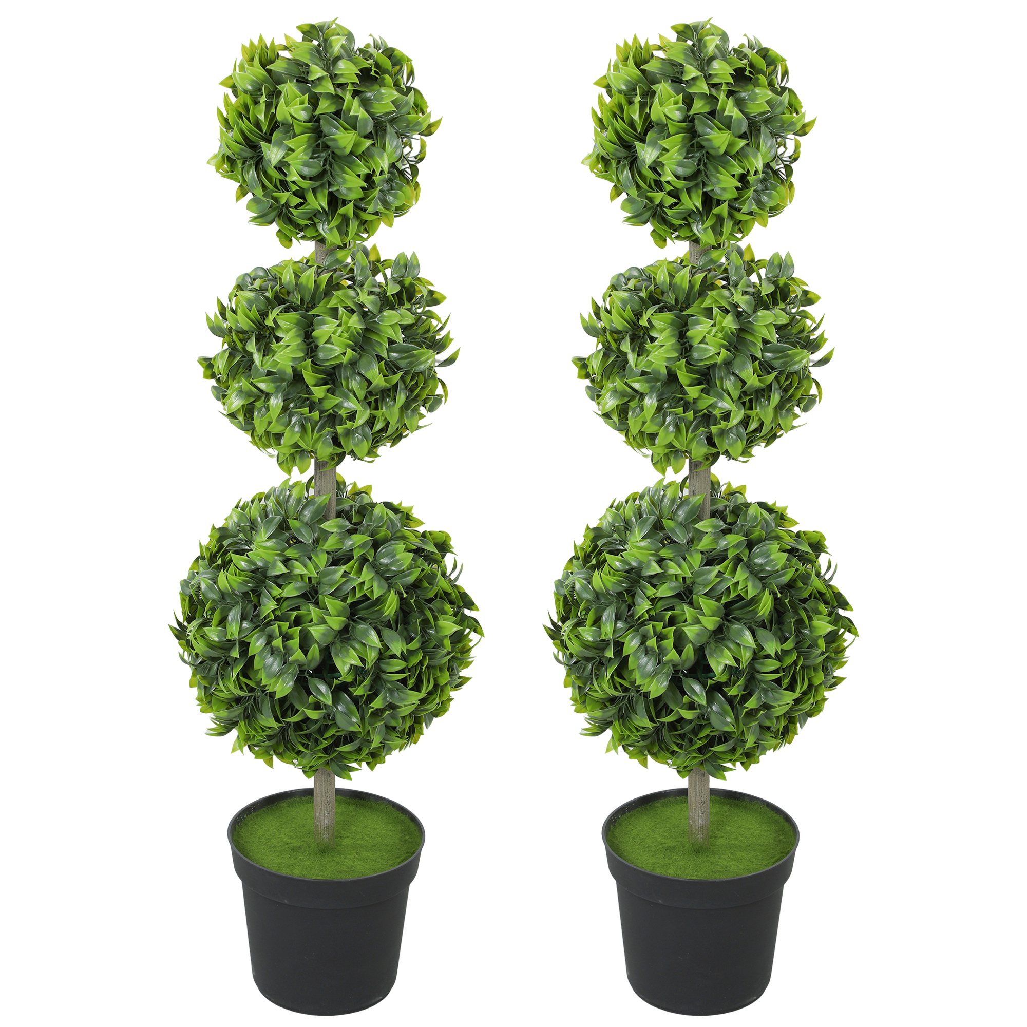 HOMCOM 2er Set Künstlicher Buchsbaum groß 100cm Kunstpflanze, Künstliche Pflanzen im Topf, Kunstbaum wie echt für Wohnzimmer Schlafzimmer Büro Garten Moderne Dekoration Geschenk Aosom