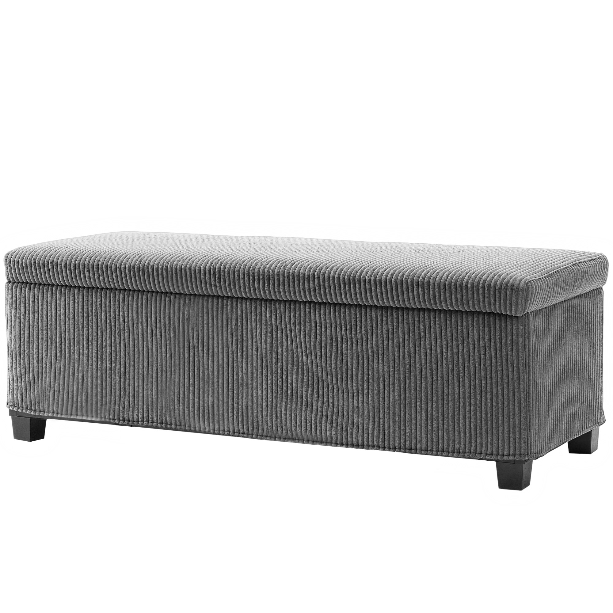 HOMCOM Aufbewahrungshocker, Aufbewahrungsbank Faltbar, 84 L Kapazität, 112x42x40 cm, Samtbezug, Fußende des Bettes, für Wohnzimmer, Schlafzimmer, Eingangsbereich, Grau Aosom