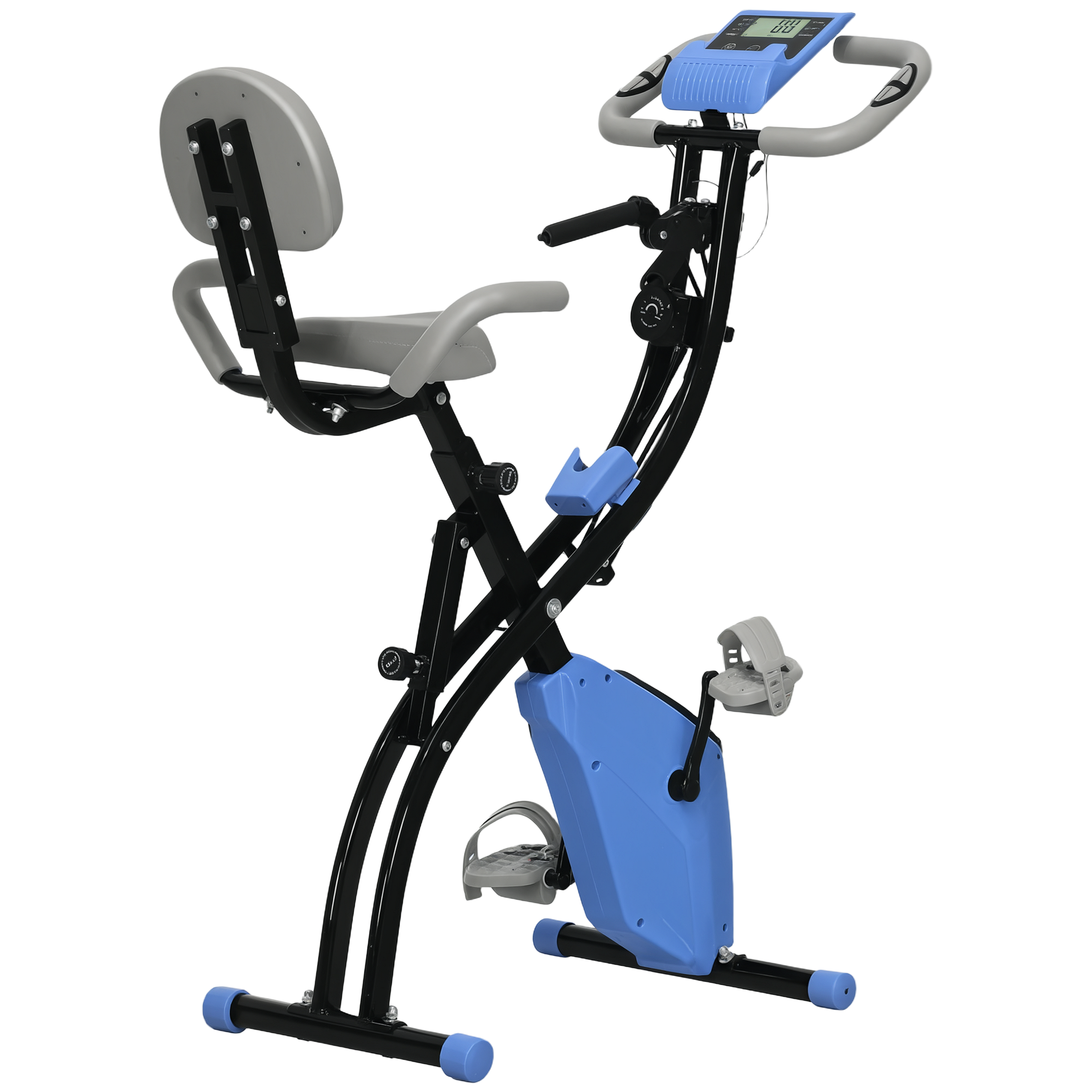 HOMCOM Heimtrainer X-Bike 2-in-1 Fahrradtrainer mit LCD-Display klappbar Trimmrad 8-stufiger Magnetwiderstand und Spannseil 97x51x115 cm Aosom.de