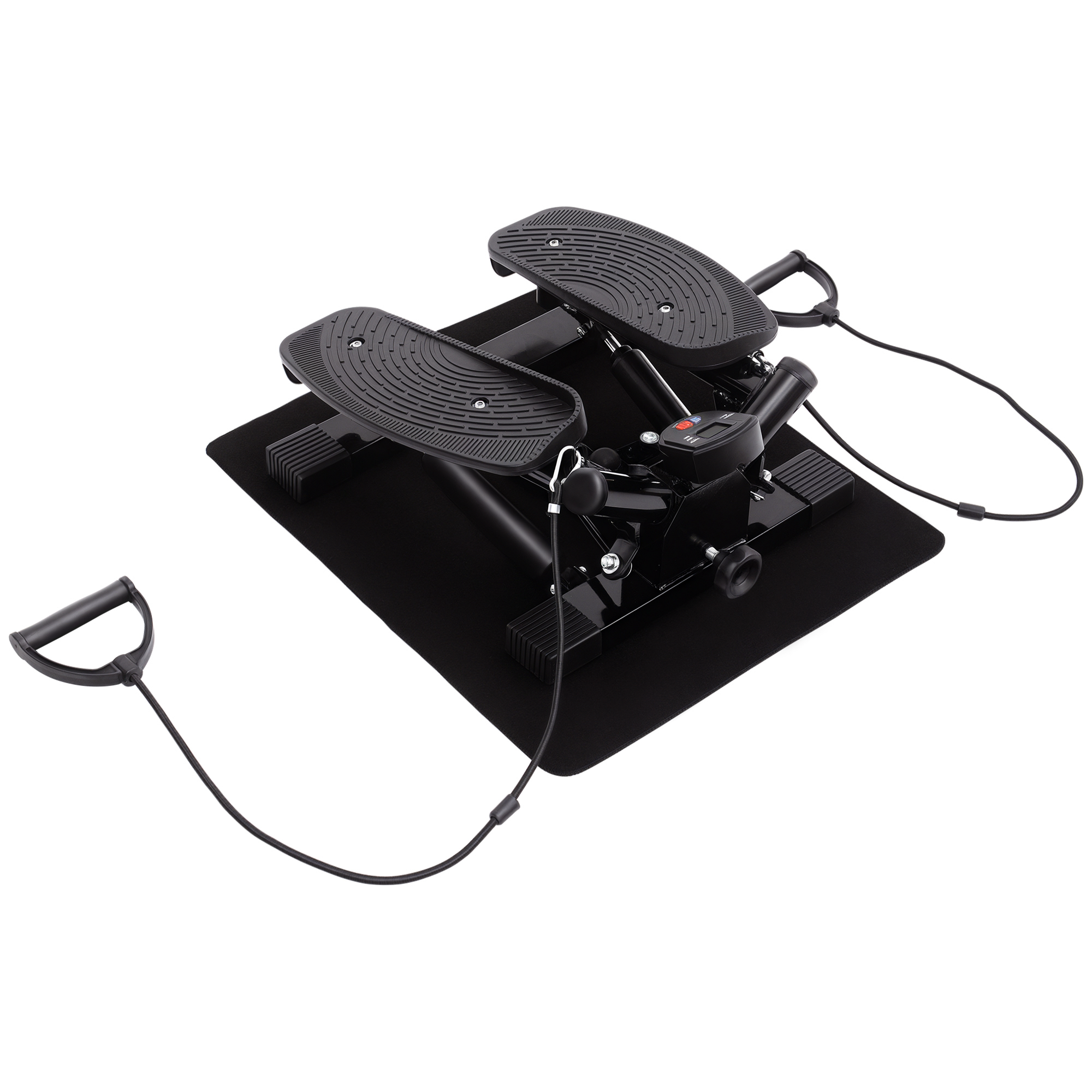 HOMCOM Mini Stepper Sidestepper Fitness Heimtrainer mit Trainingsbändern schwarz, kompakt & effektiv für Zuhause   Aosom.de
