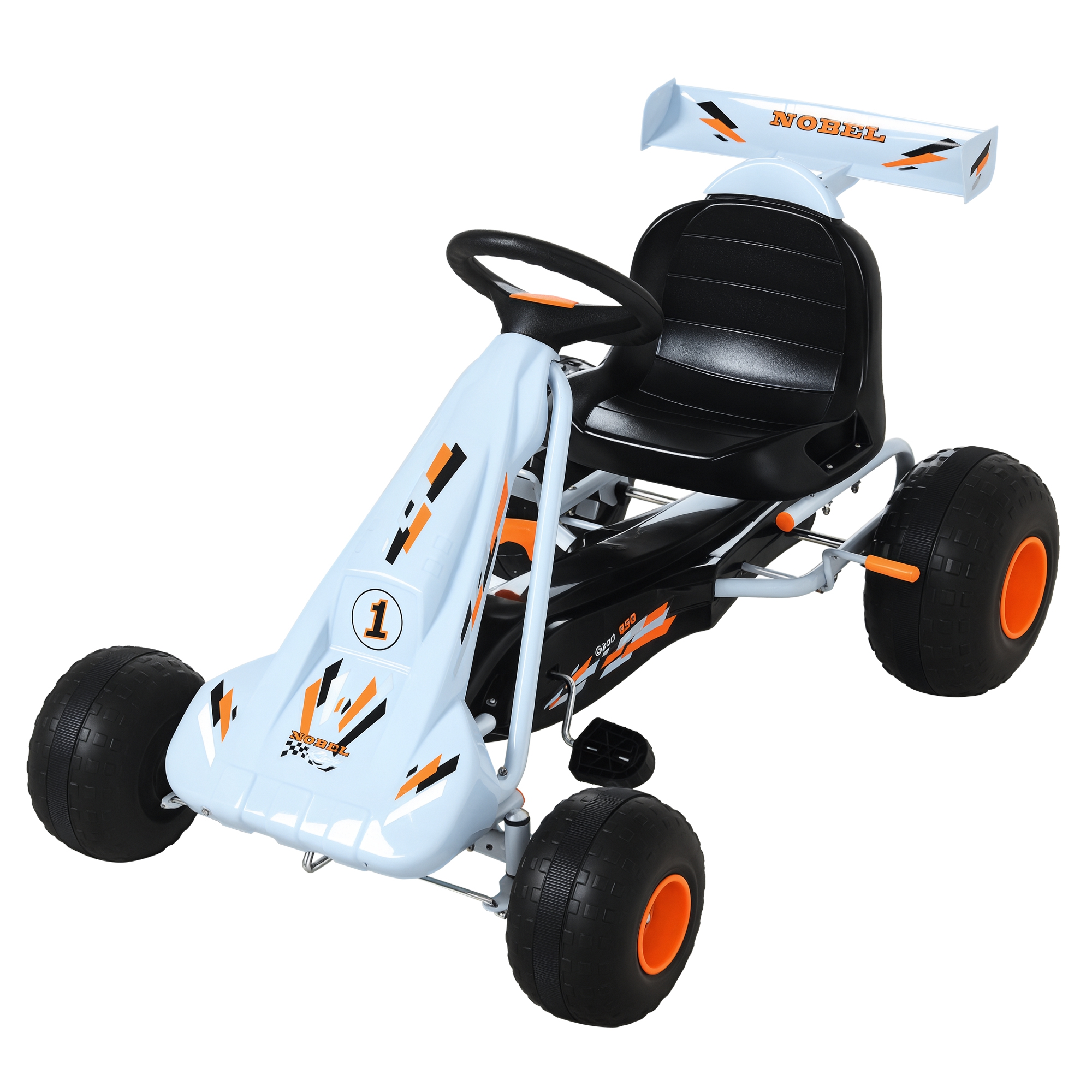 HOMCOM Pedal Gokart  Pedalfahrzeug ab 3 Jahre mit verstellbarem Sitz, Stahl, Hellblau, 97x66x59cm  Aosom