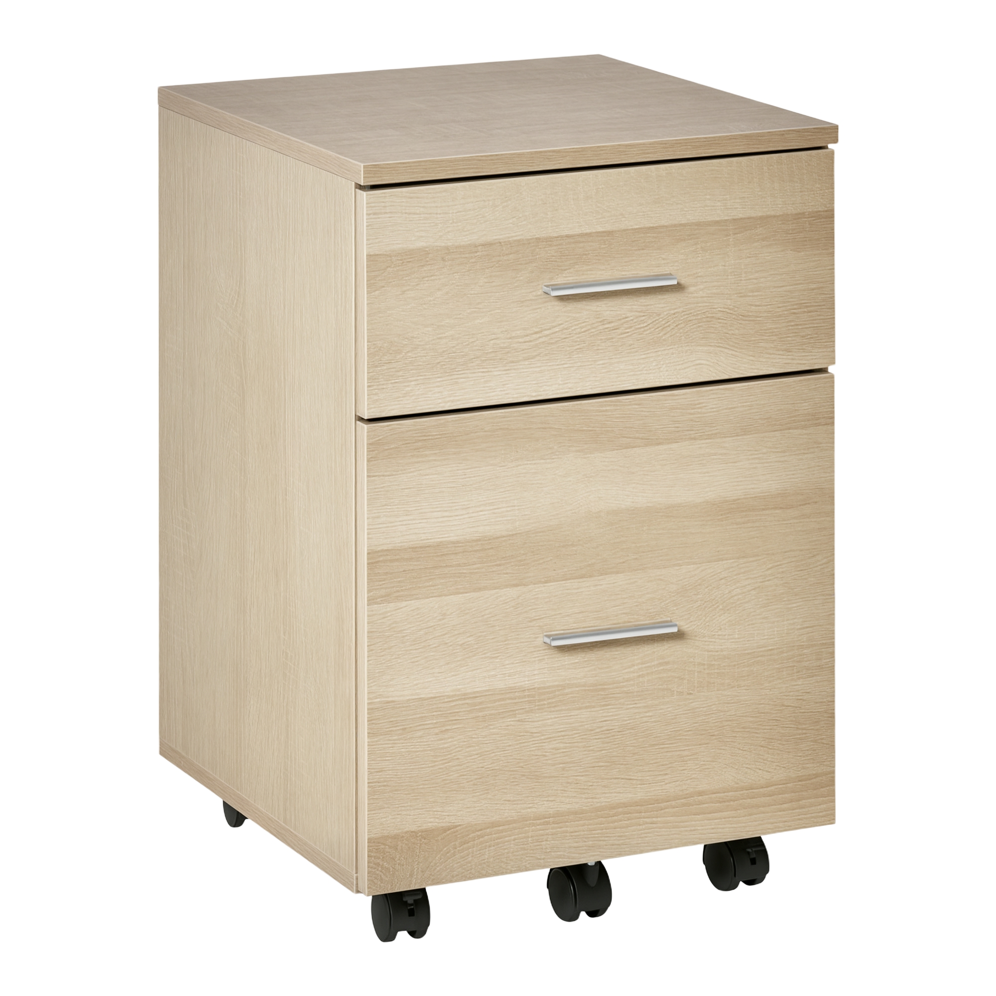 Vinsetto Bürocontainer mit 2 Schubladen Hängeregistratur Aktenschrank Büroschrank Aufbewahrung von Akten Spanplatte Natur 39,5 x 39 x 58,5 cm Aosom