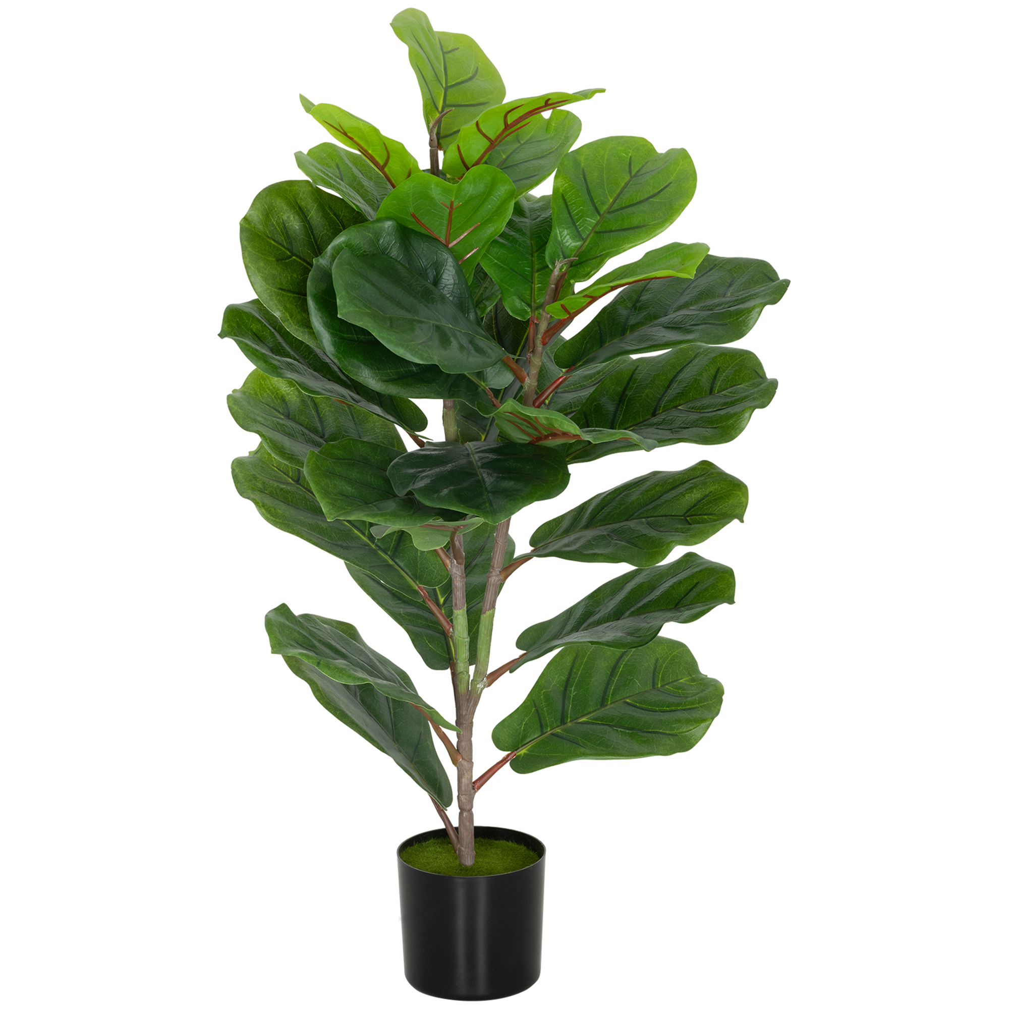 HOMCOM Künstliche Ficus Lyrata Pflanze 80 cm hoch, Realistische Kunstpflanze für Innenräume mit Topf, Dekoration für Zuhause und Büro, Grün Aosom