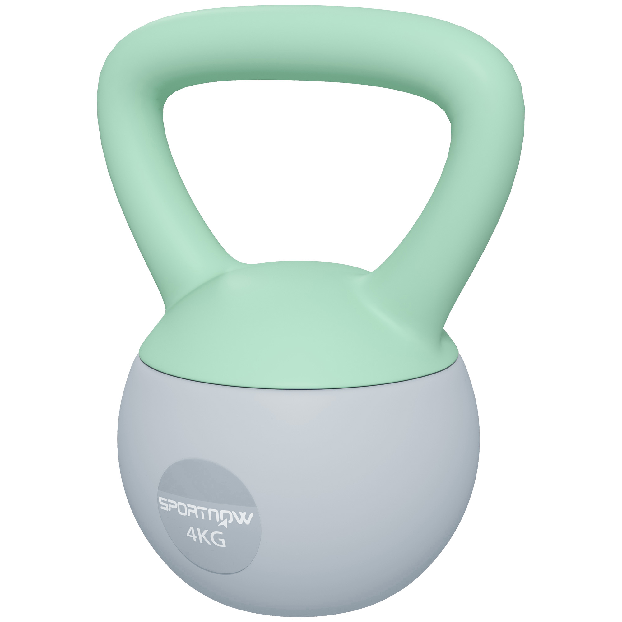 SPORTNOW Kugelhantel 4 kg Soft Kettlebell mit Metallsandfüllung und rutschfestem Griff für Bodybuilding-Training zu Hause Fitnessstudio Grün und Grau Aosom