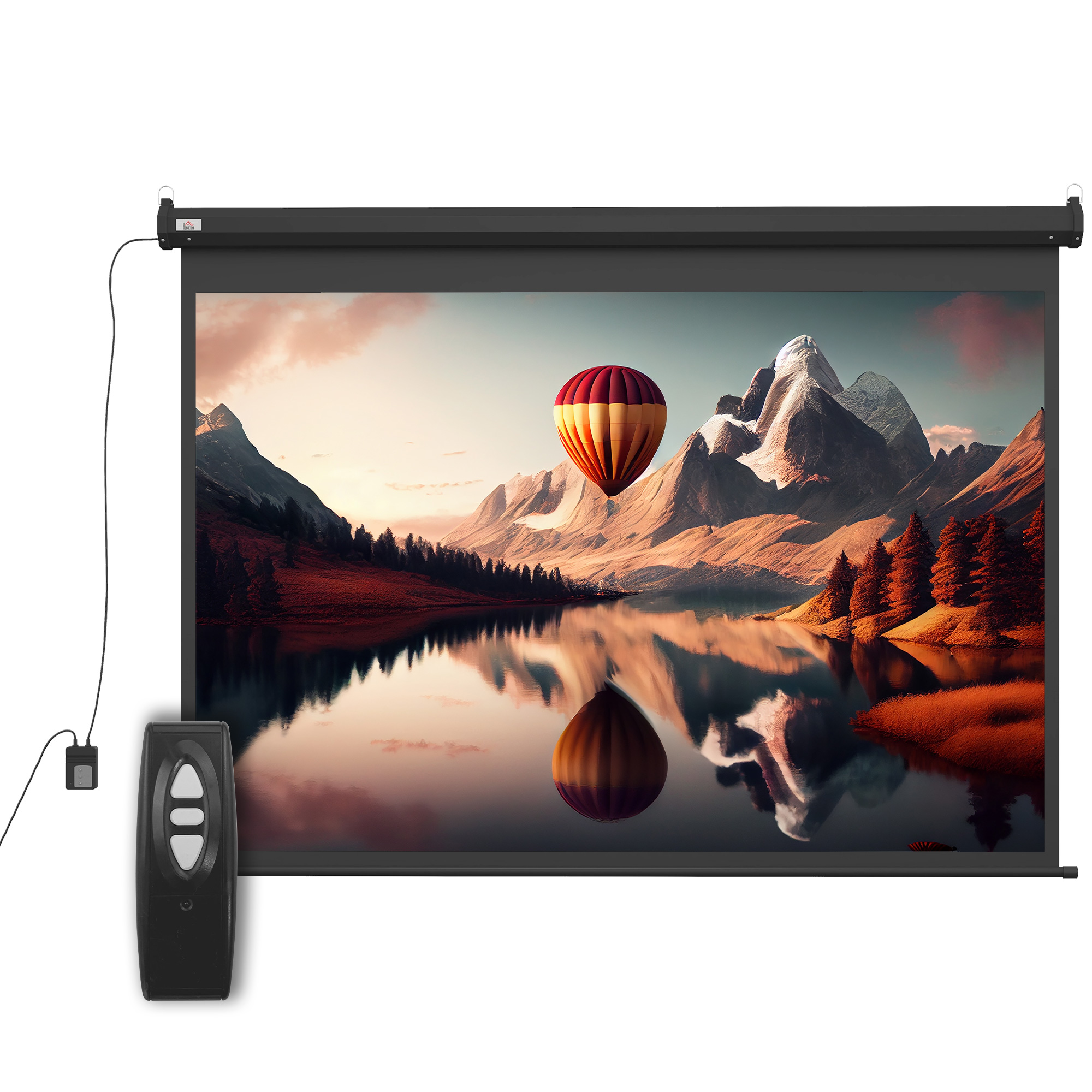 HOMCOM Beamer Leinwand 203 x 152 cm 100 Zoll 4:3 HD 4K Projektionsleinwand Elektrische Motor Leinwand mit Fernbedienung für Heimkino oder Präsentationen Schwarz   Aosom